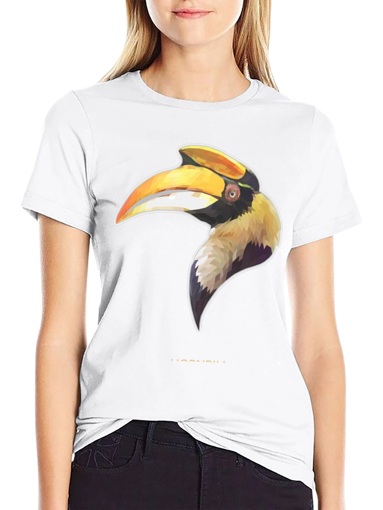 Hornbill Graphic Print Black T-Shirt