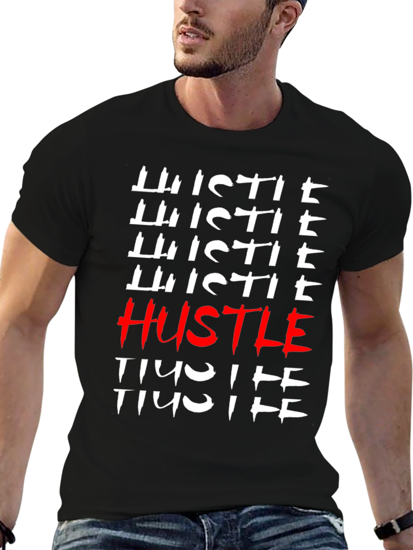 Hustle Graphic Print T-Shirt - Trendy Streetwear