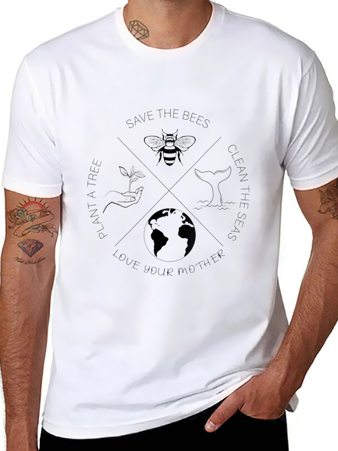Save the Bees Graphic Tee - Black Cotton T-Shirt