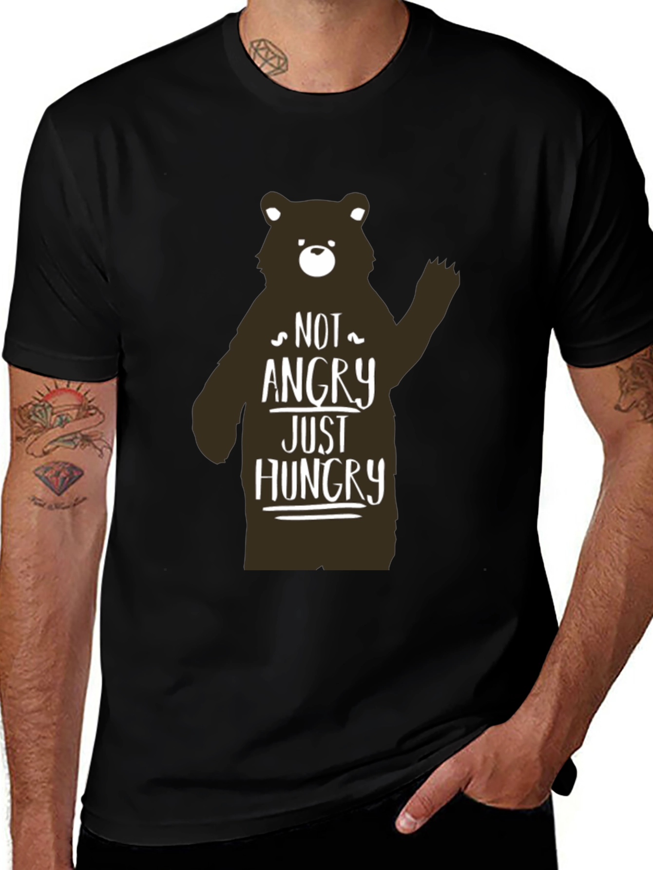 Not Angry Just Hungry Bear Graphic T-Shirt