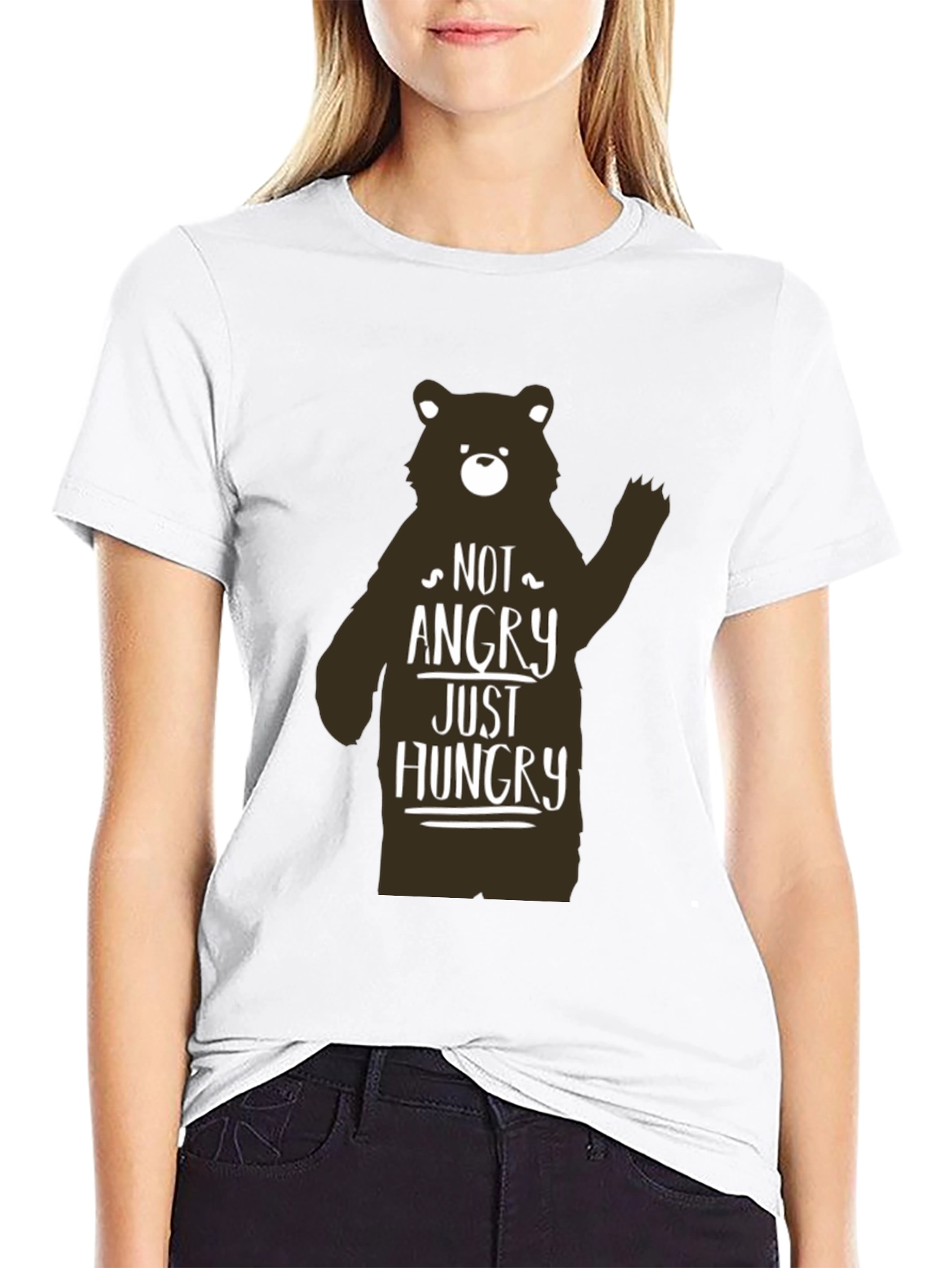 Not Angry Just Hungry Bear Graphic T-Shirt