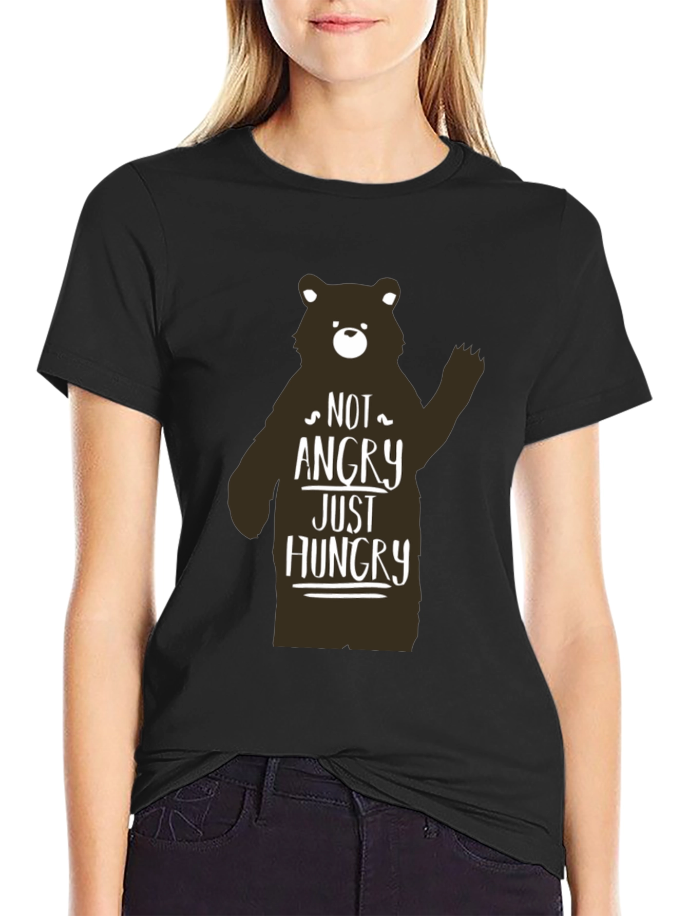 Not Angry Just Hungry Bear Graphic T-Shirt