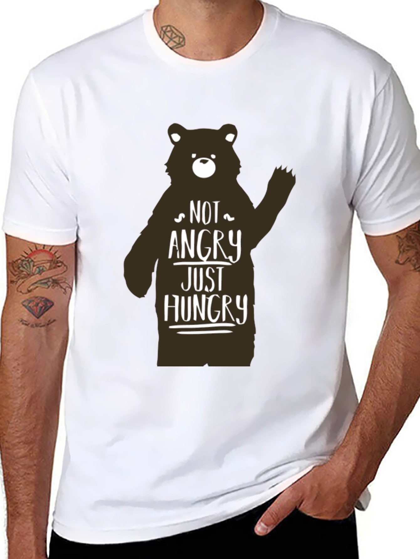 Not Angry Just Hungry Bear Graphic T-Shirt