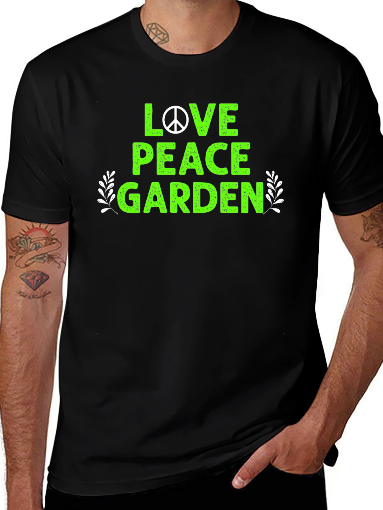 Love Peace Garden T-Shirt - Black Cotton Tee