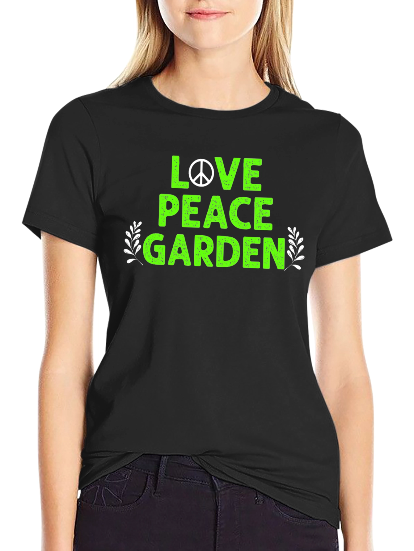 Love Peace Garden T-Shirt - Black Cotton Tee