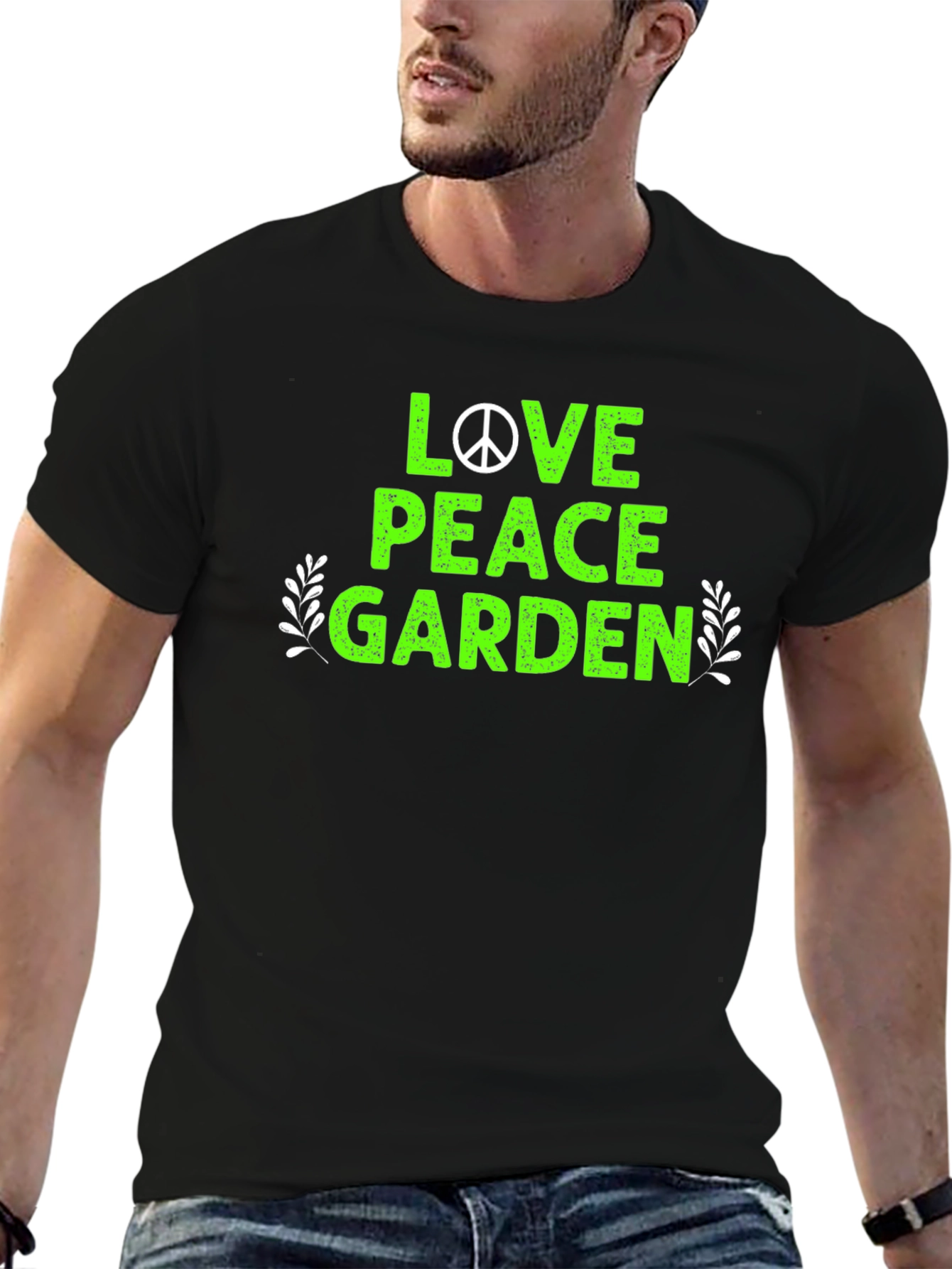 Love Peace Garden T-Shirt - Black Cotton Tee