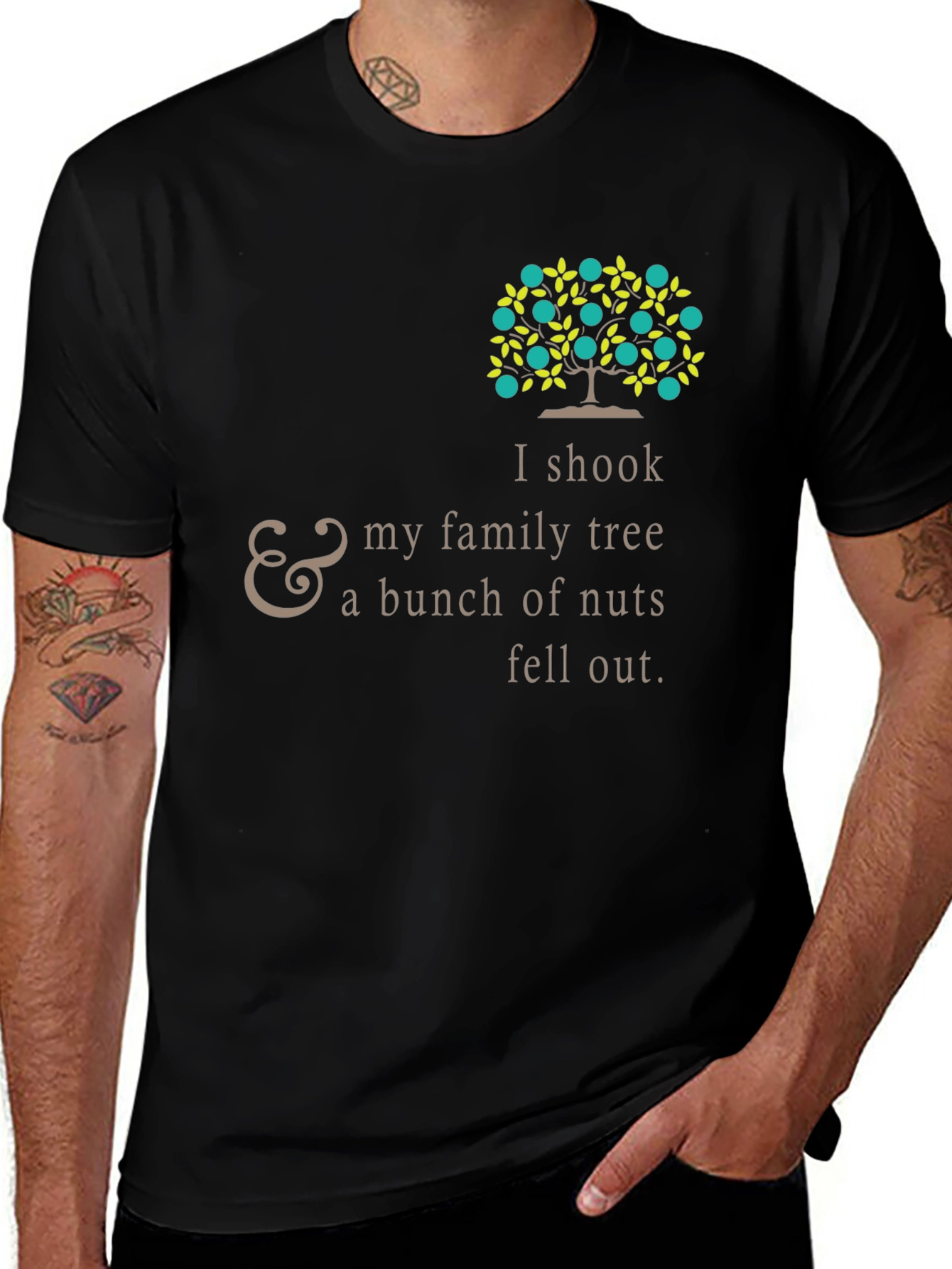 Funny Family Tree Black T-Shirt