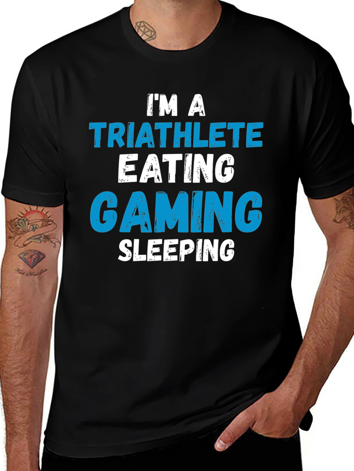 Triathlete Gaming Sleeping T-Shirt - Funny Sport Tee