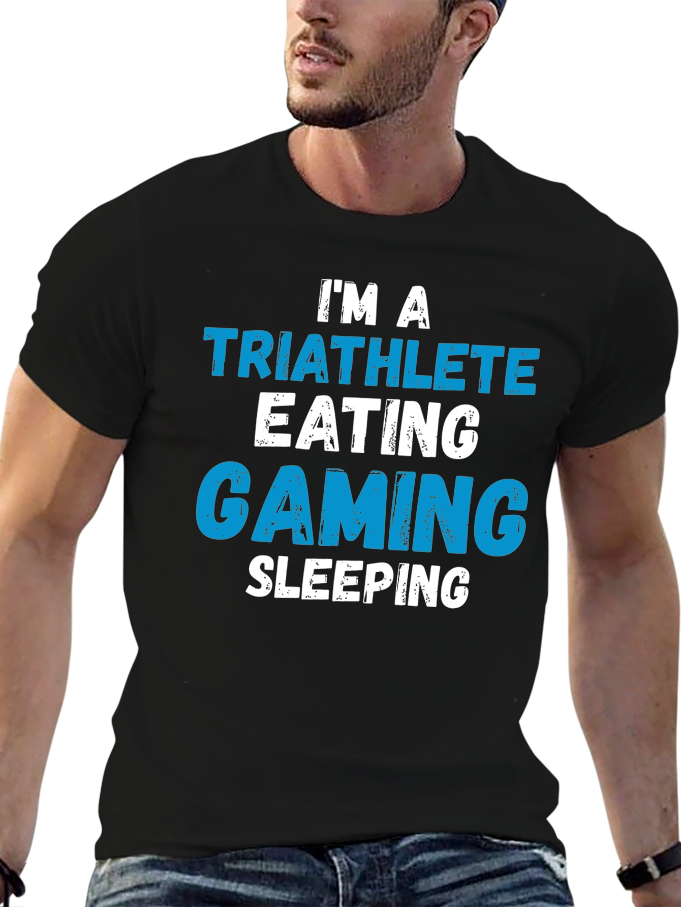Triathlete Gaming Sleeping T-Shirt - Funny Sport Tee
