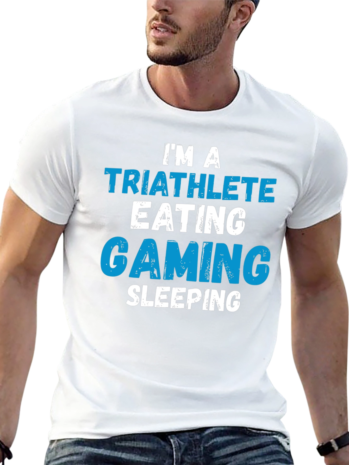 Triathlete Gaming Sleeping T-Shirt - Funny Sport Tee