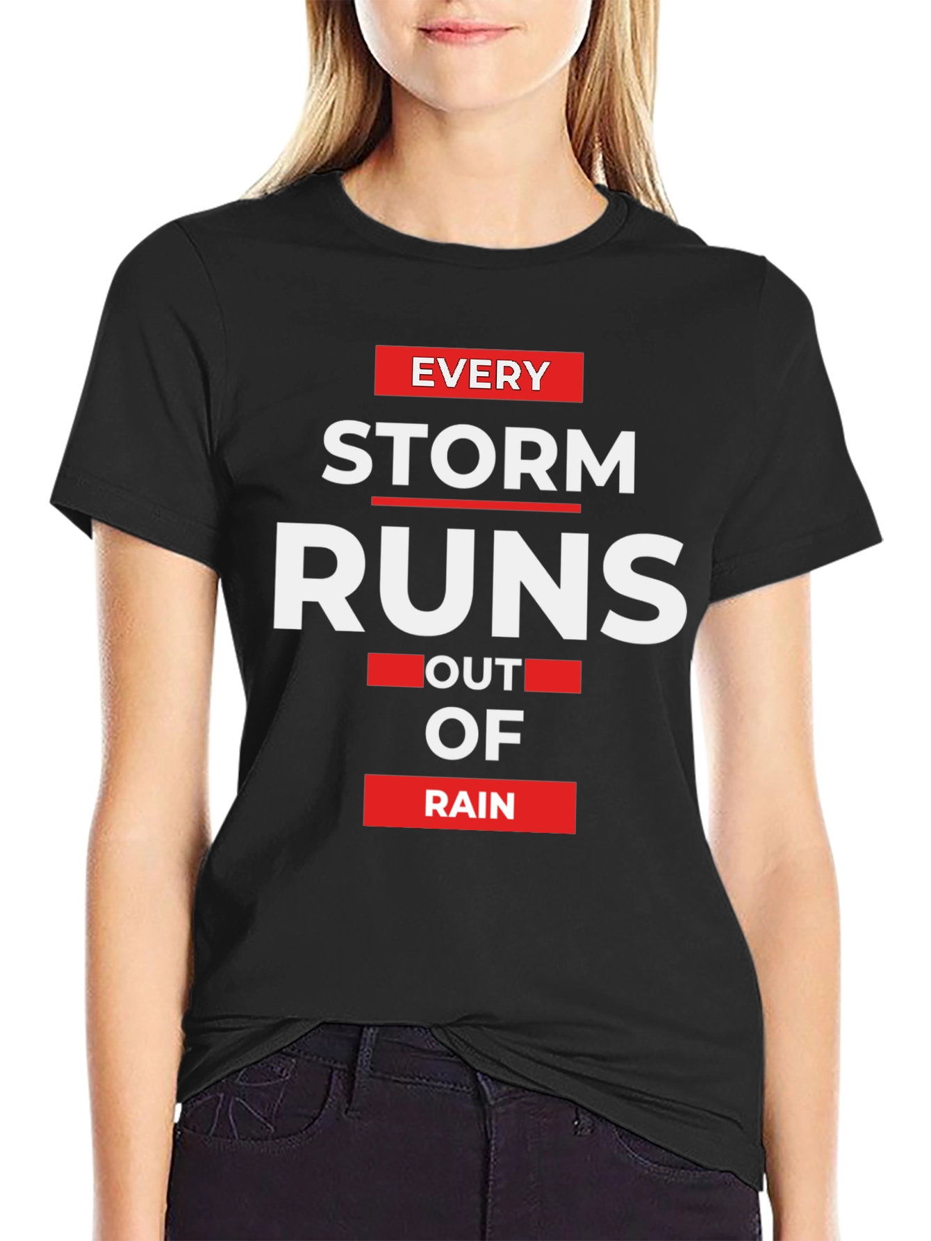 Inspirational Storm Runs Out of Rain Black T-Shirt