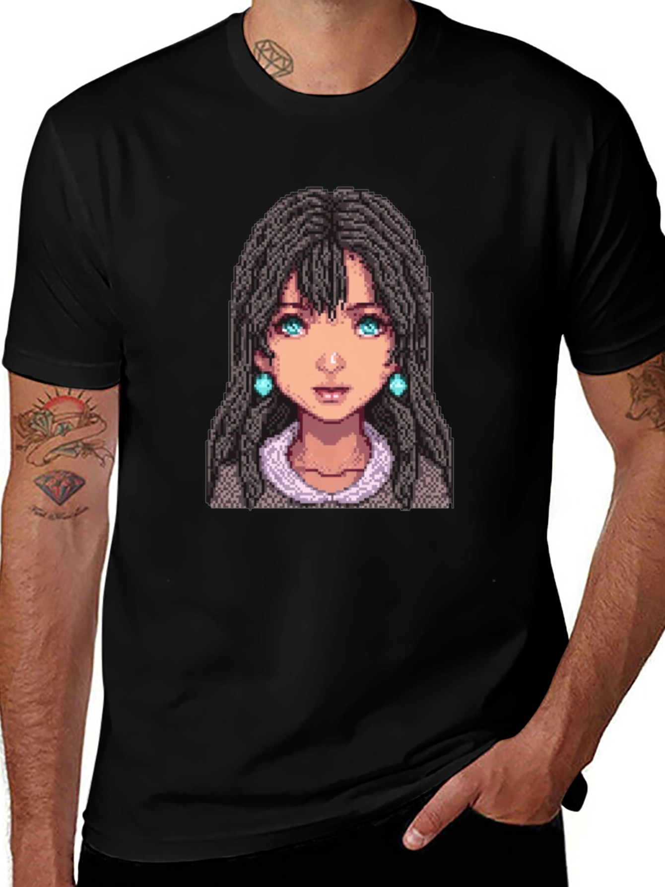 Pixel Art Character Black T-Shirt
