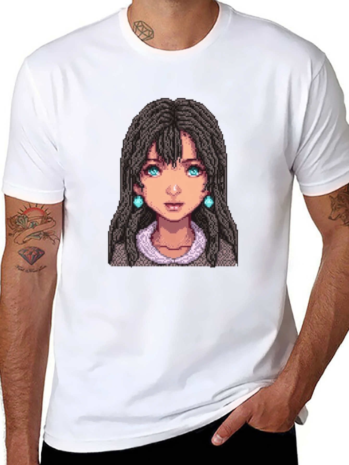 Pixel Art Character Black T-Shirt