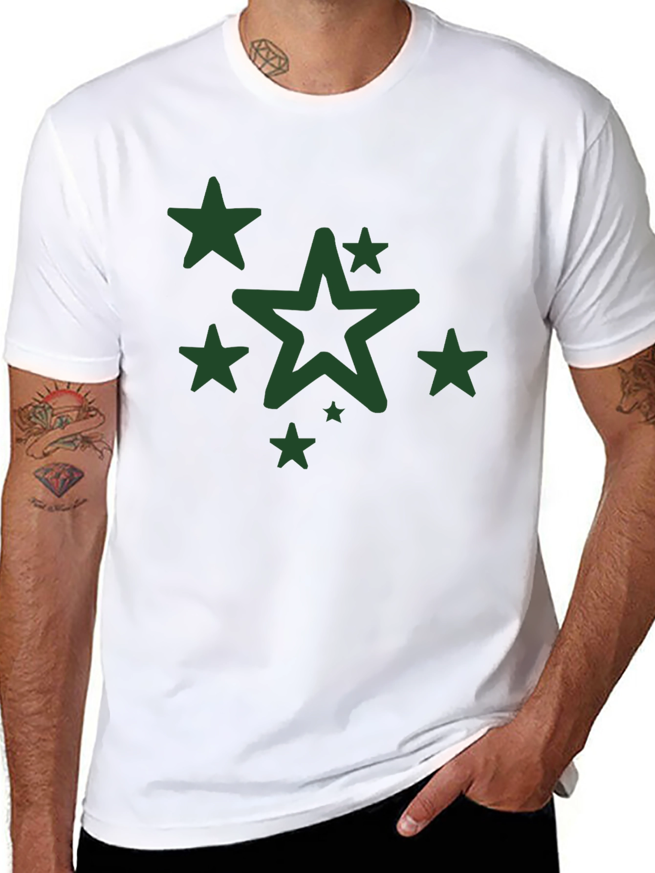 Star Graphic Print Mens Black T-Shirt