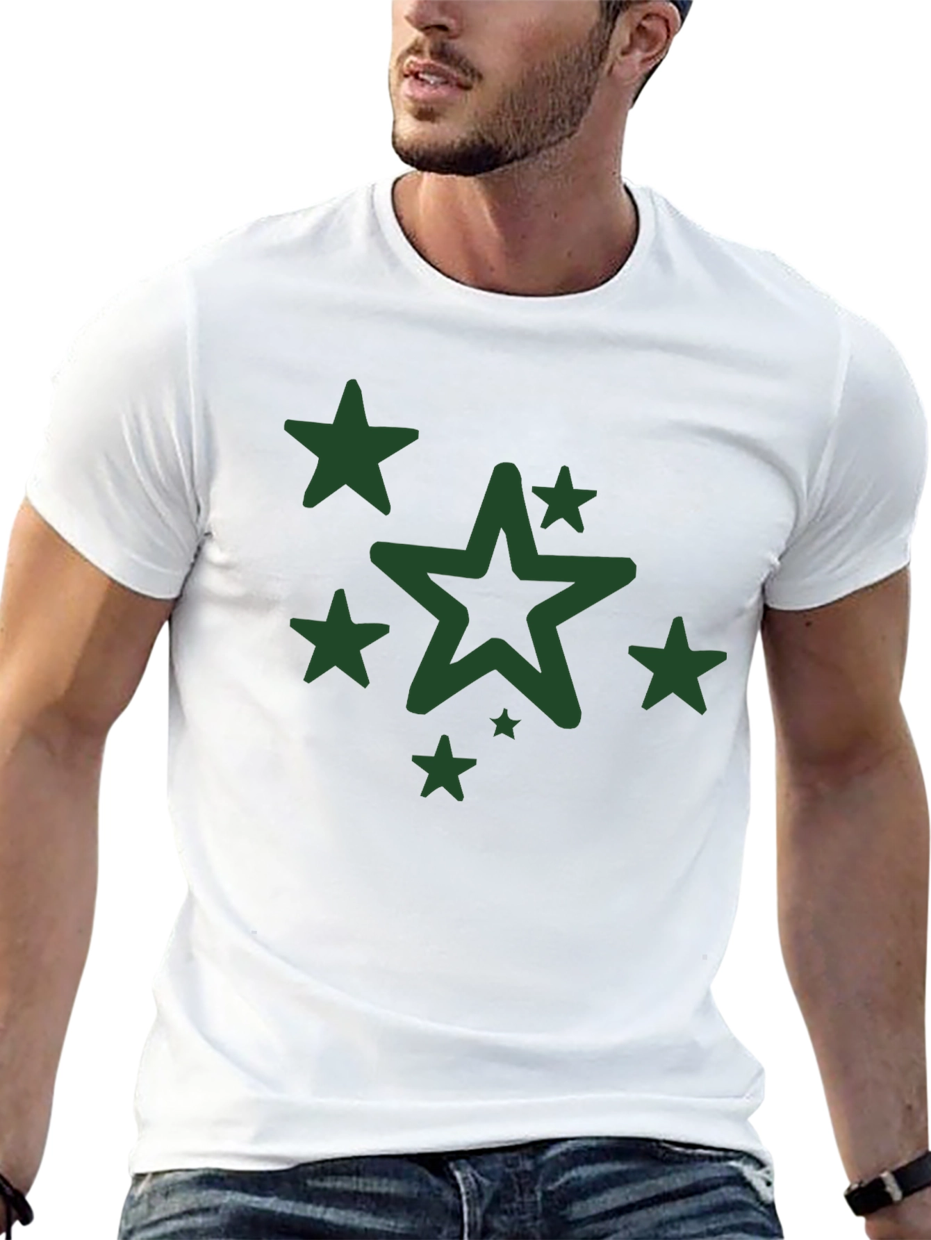 Star Graphic Print Mens Black T-Shirt