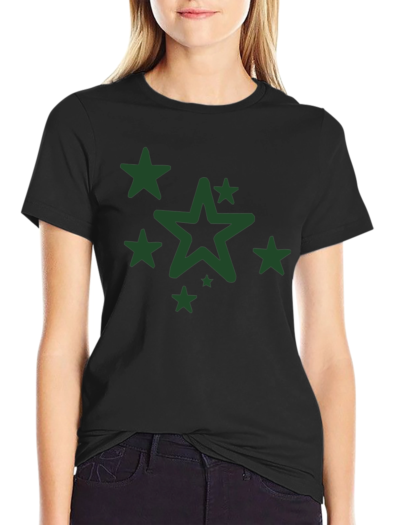 Star Graphic Print Mens Black T-Shirt