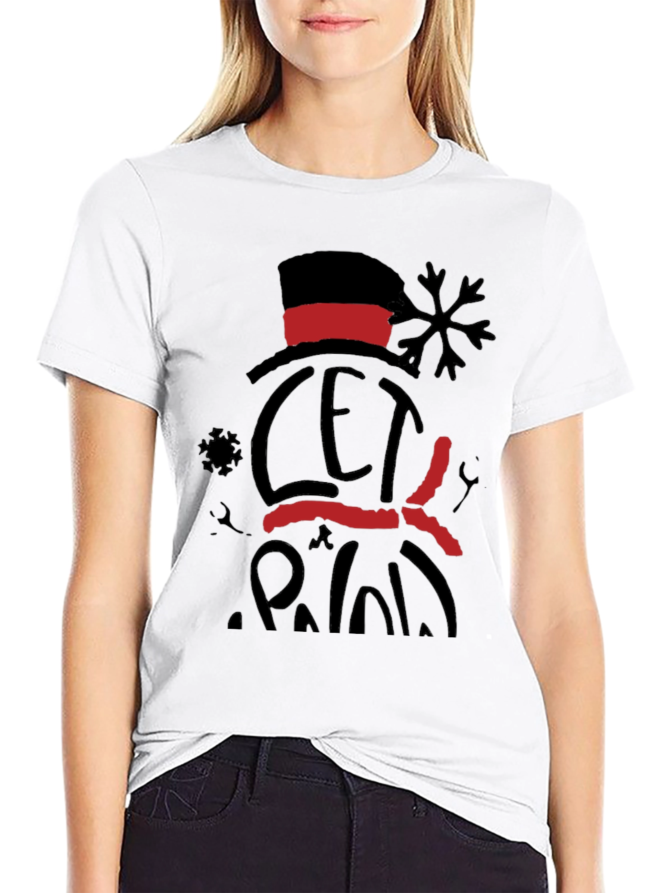 Festive Snowman Graphic Tee - Let it Snow