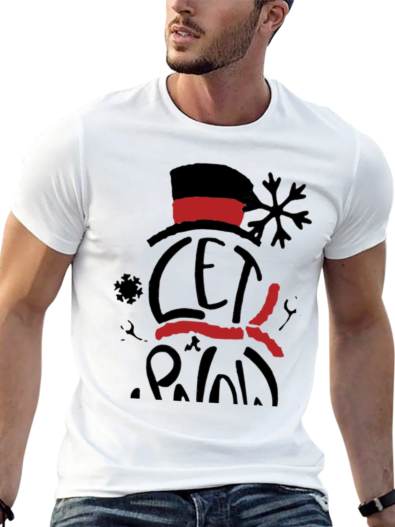 Festive Snowman Graphic Tee - Let it Snow
