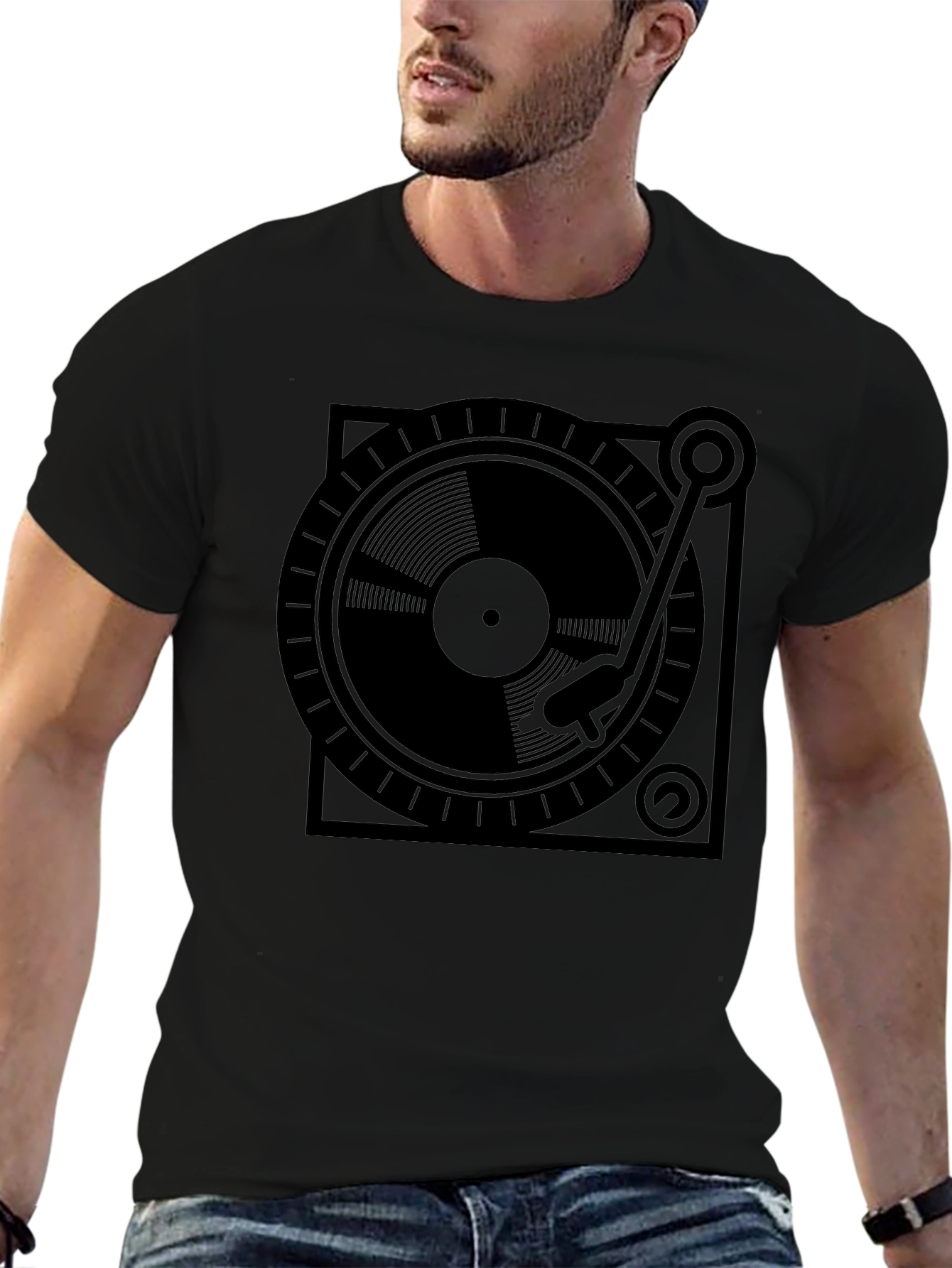 DJ Turntable Graphic Tee - Black