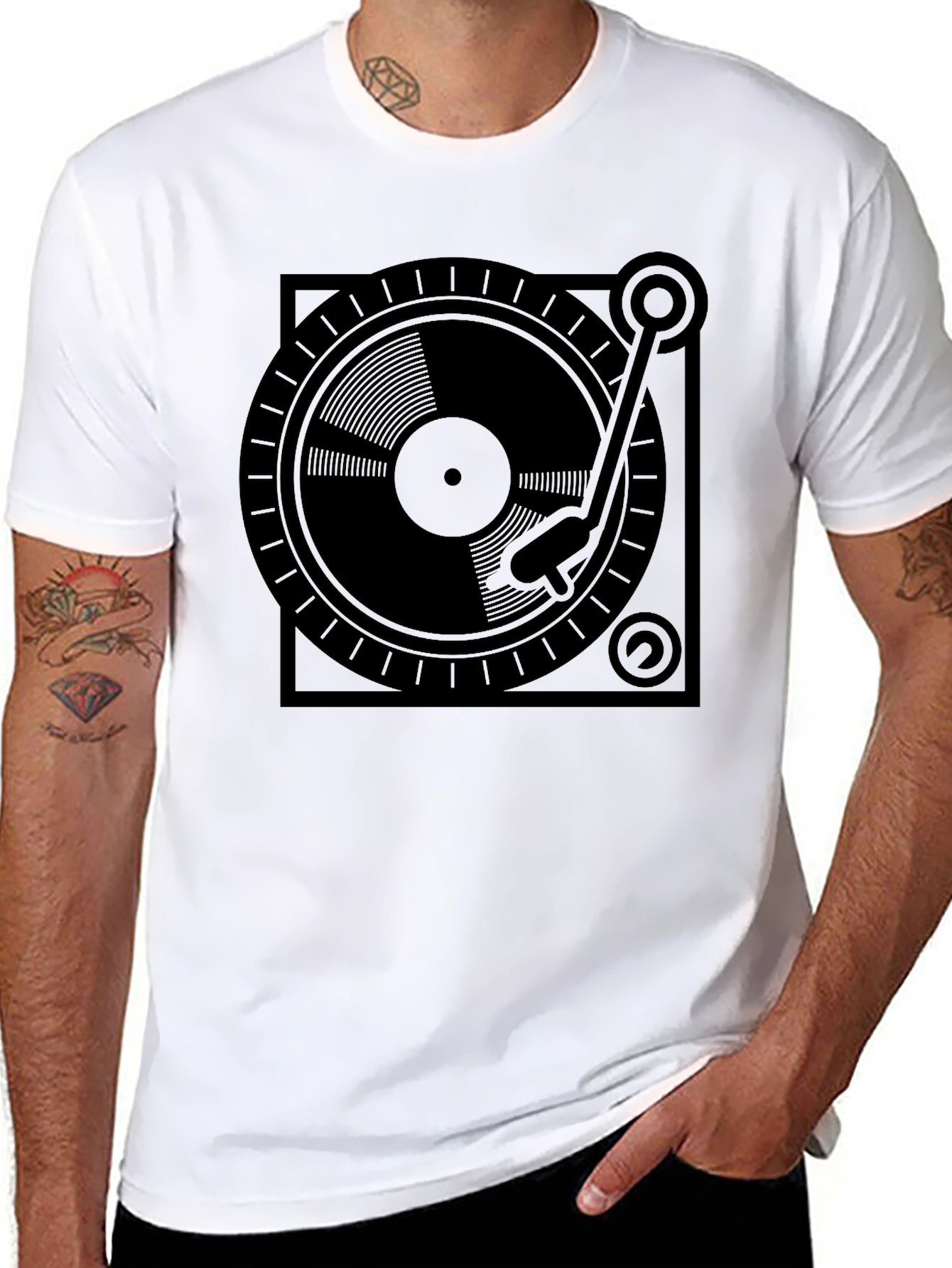 DJ Turntable Graphic Tee - Black