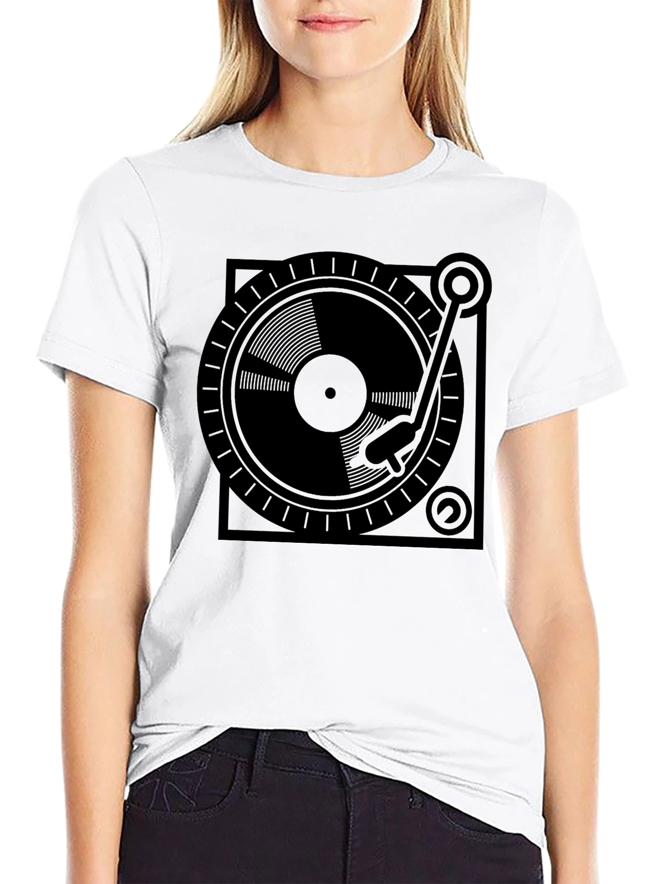 DJ Turntable Graphic Tee - Black