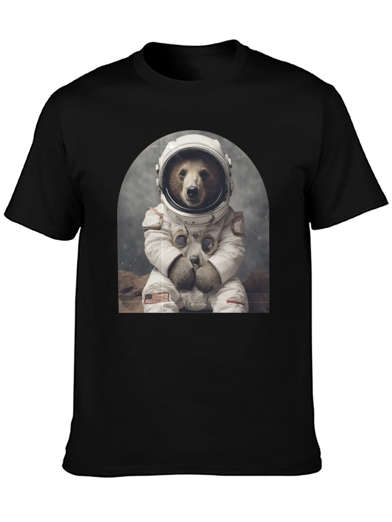 Astronaut Bear Graphic Tee - Novelty T-Shirt