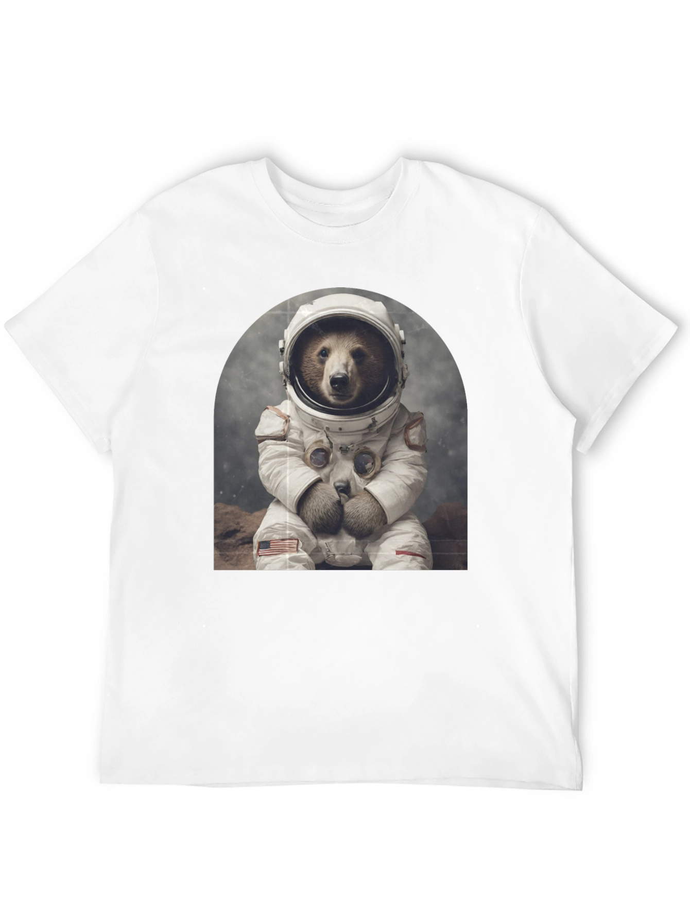 Astronaut Bear Graphic Tee - Novelty T-Shirt
