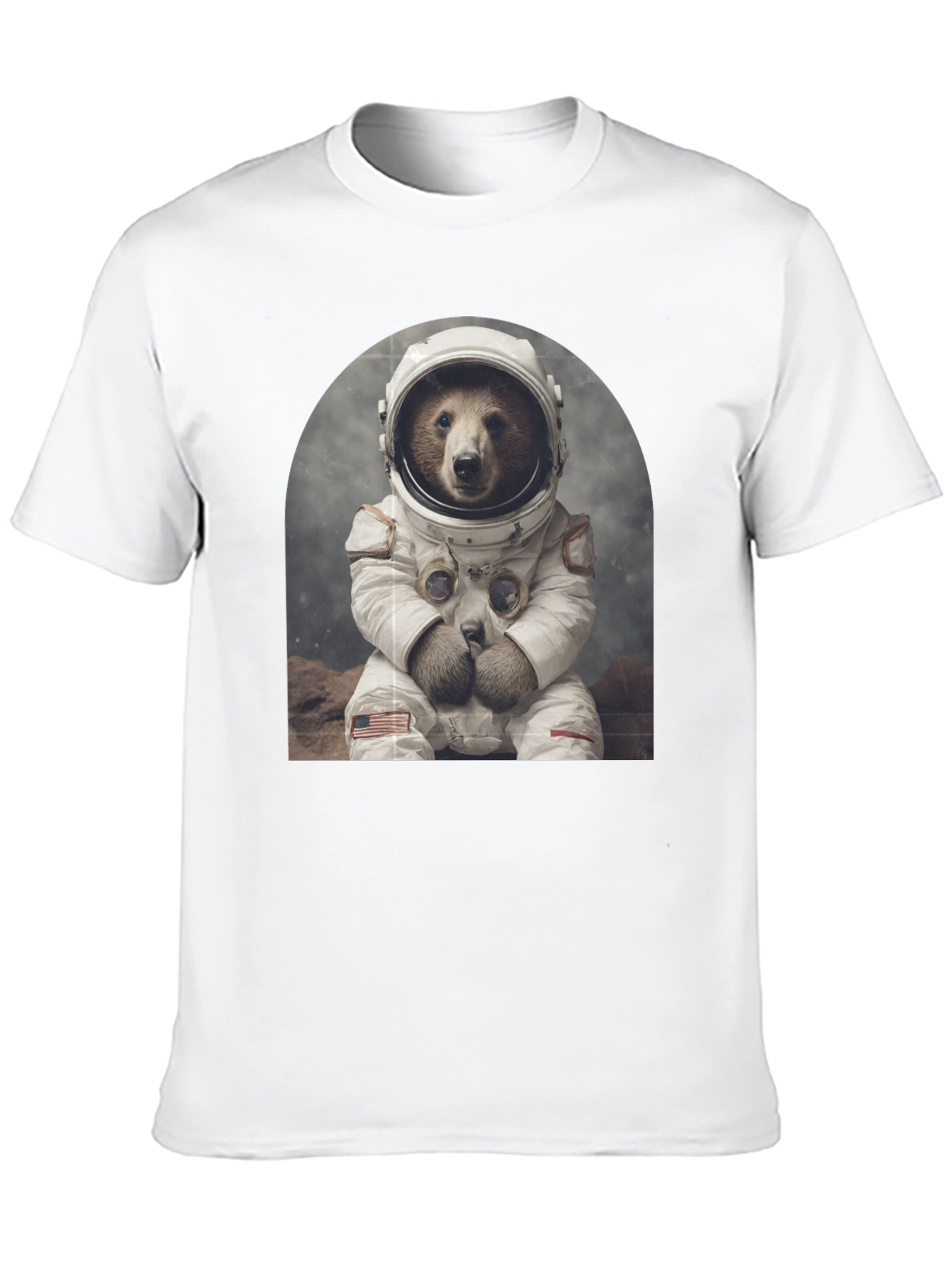 Astronaut Bear Graphic Tee - Novelty T-Shirt