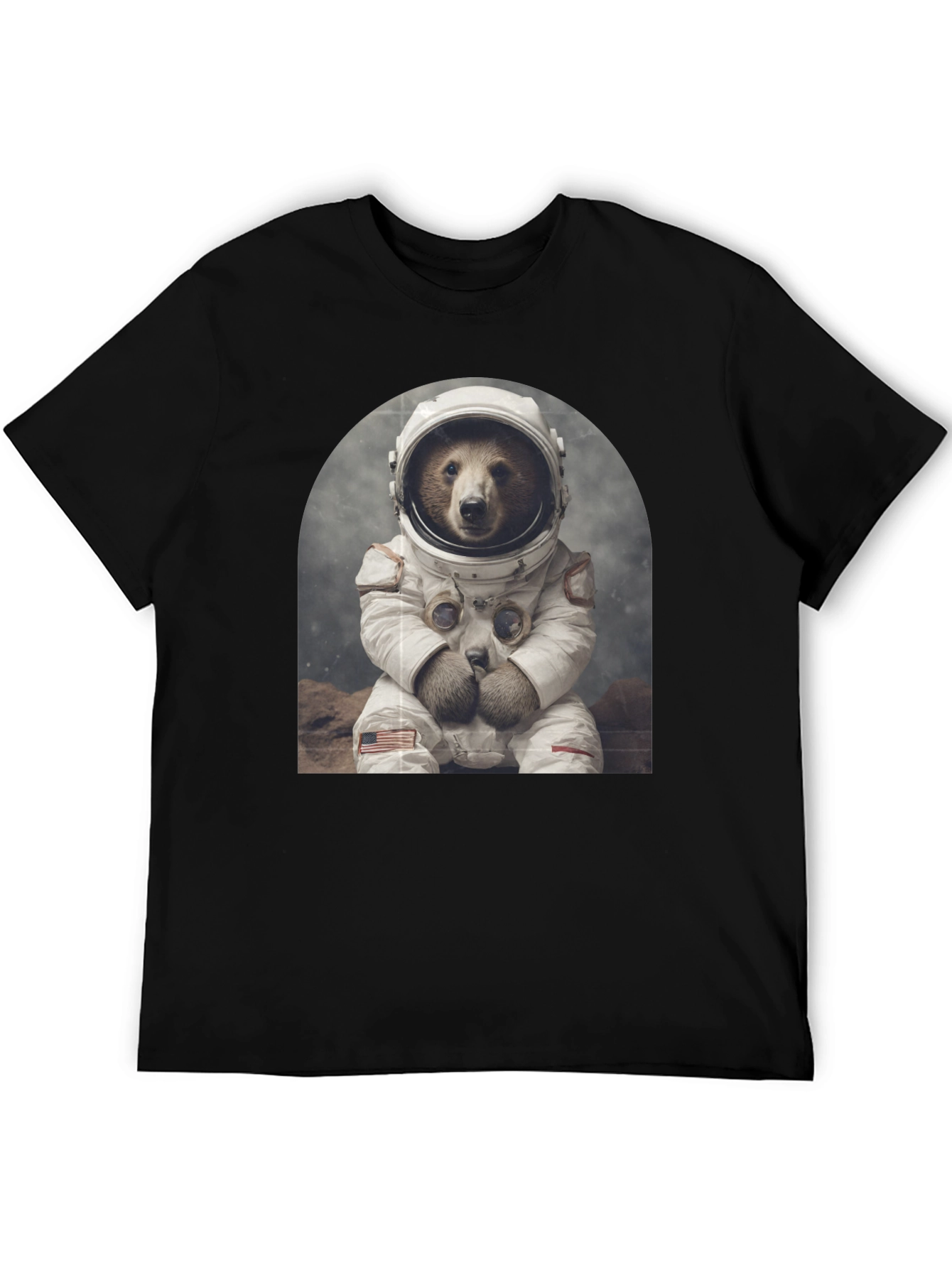 Astronaut Bear Graphic Tee - Novelty T-Shirt