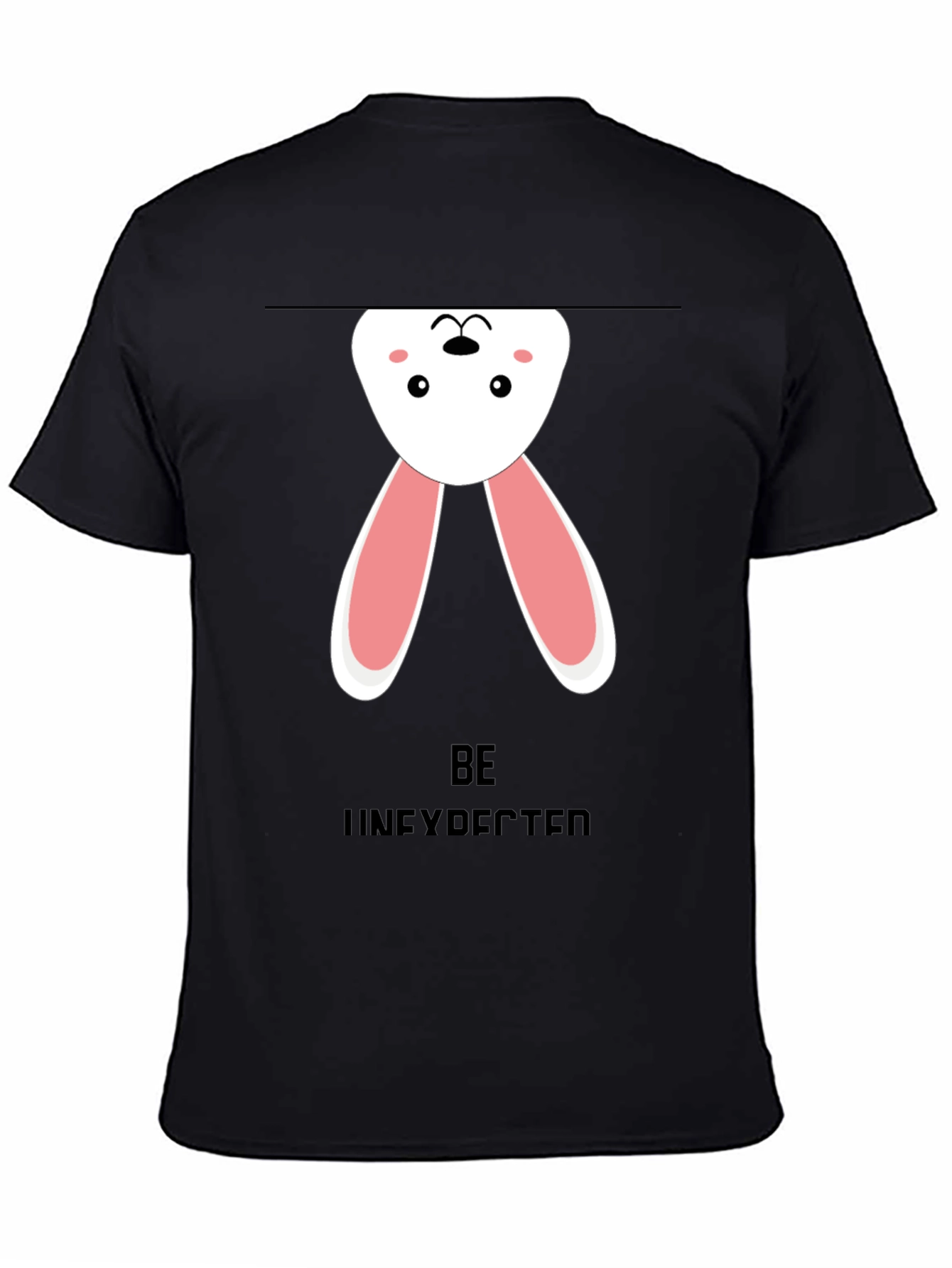 Upside Down Bunny Graphic Tee - Black Cotton
