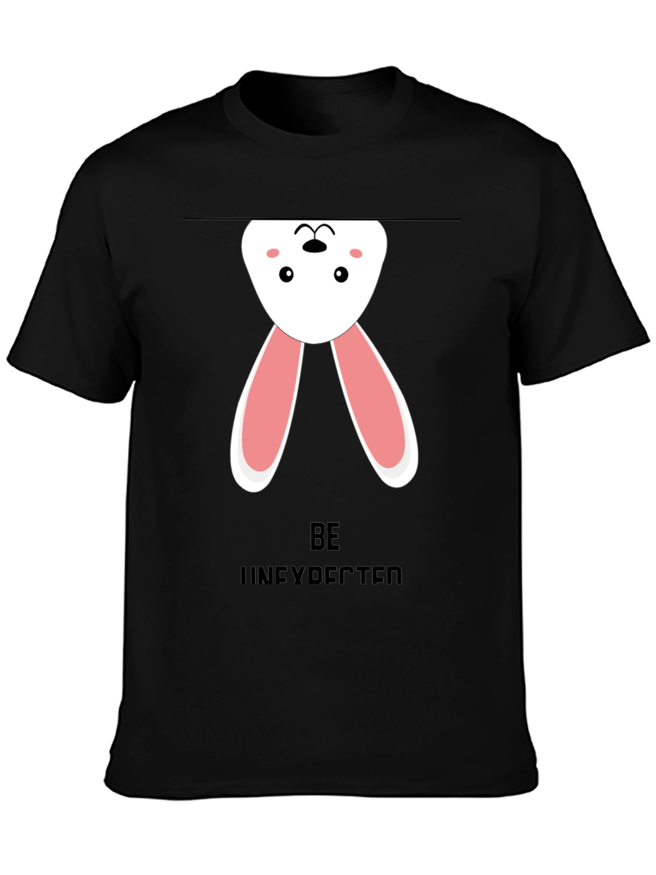 Upside Down Bunny Graphic Tee - Black Cotton