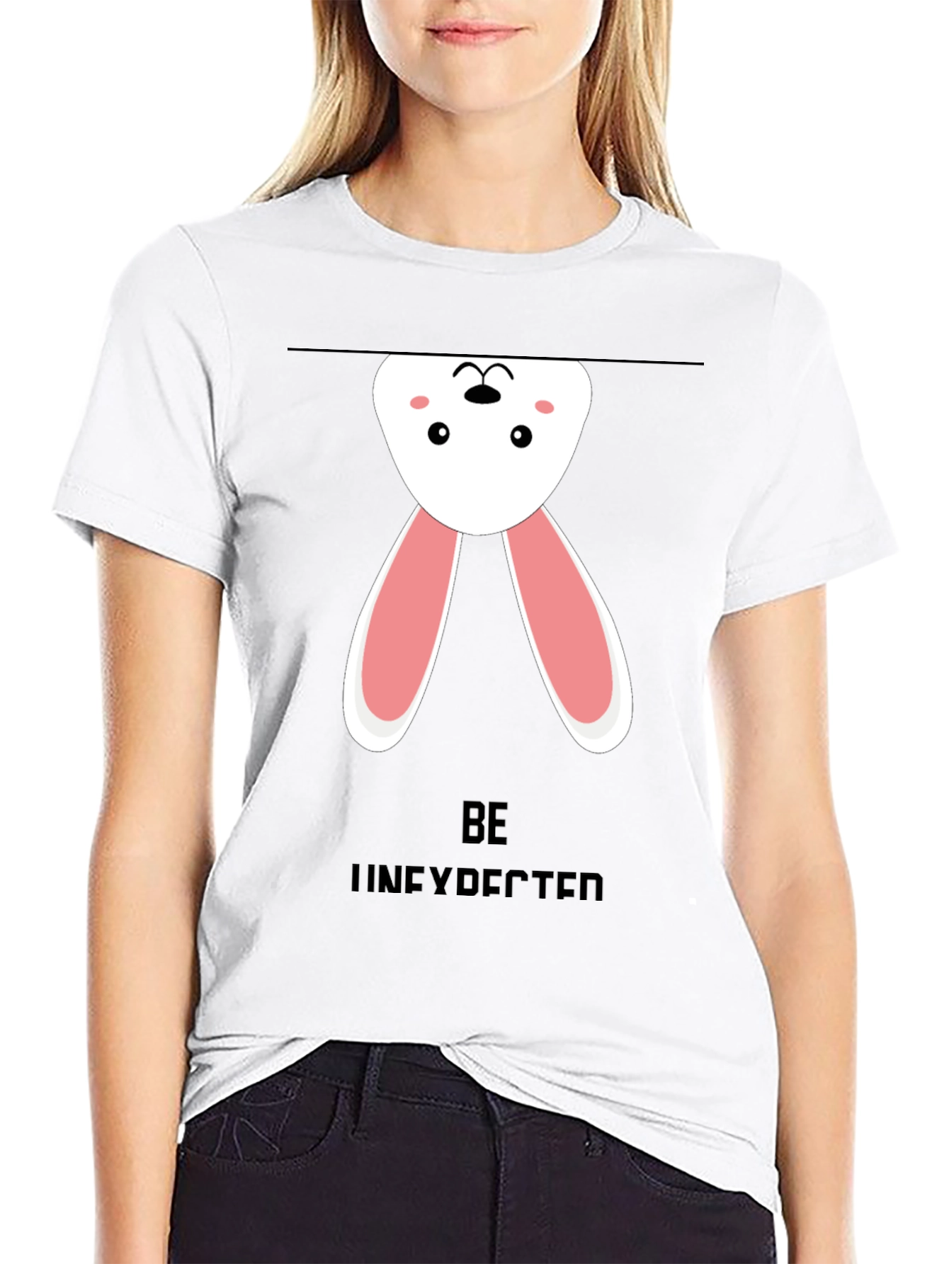 Upside Down Bunny Graphic Tee - Black Cotton