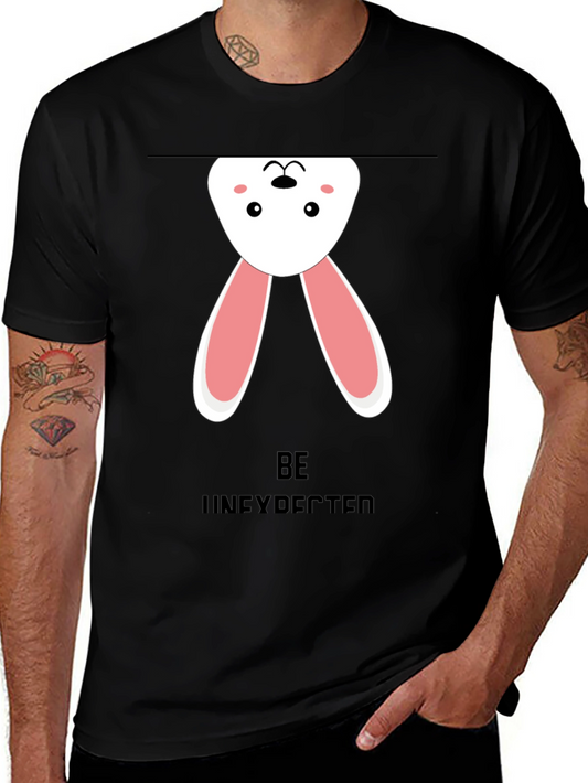 Upside Down Bunny Graphic Tee - Black Cotton