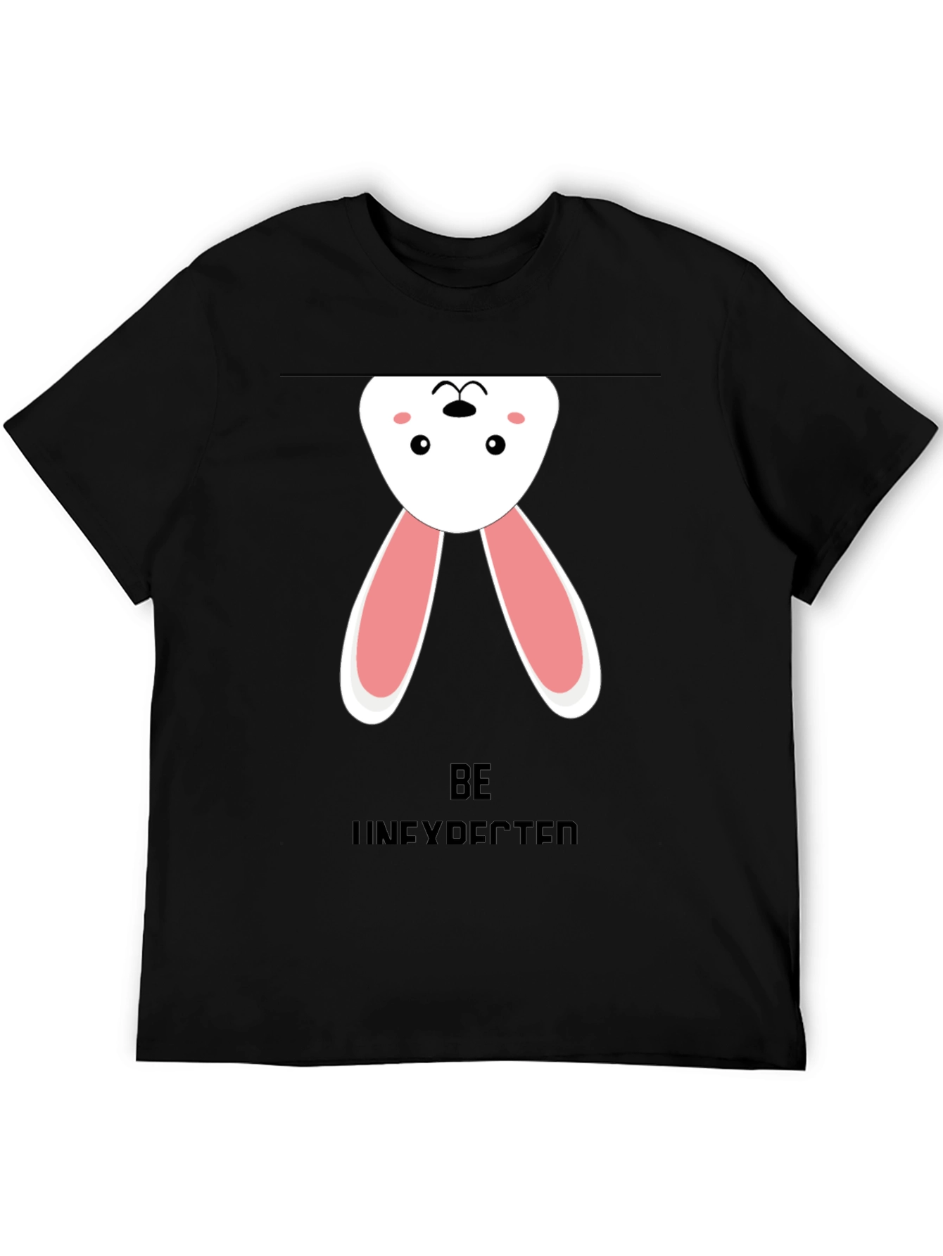 Upside Down Bunny Graphic Tee - Black Cotton