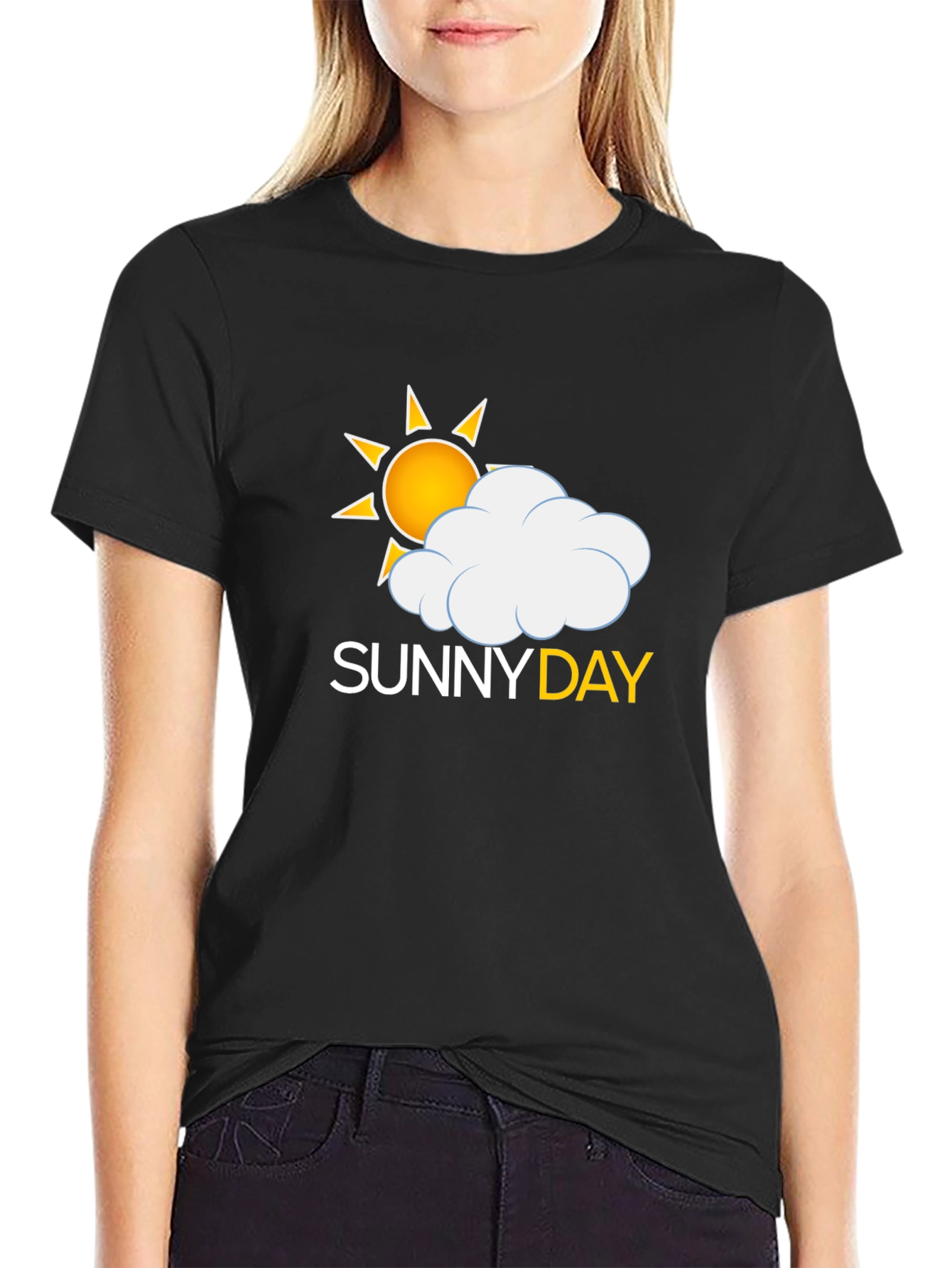 Sunny Day Graphic Tee - Black Casual Comfort