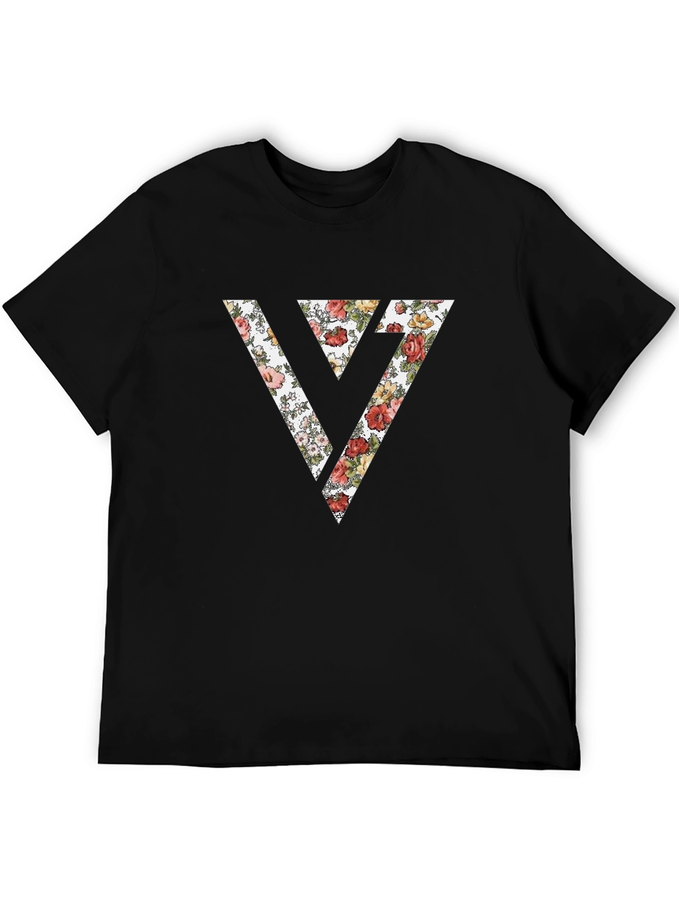 Floral Seventeen T-Shirt - Black Cotton Blend
