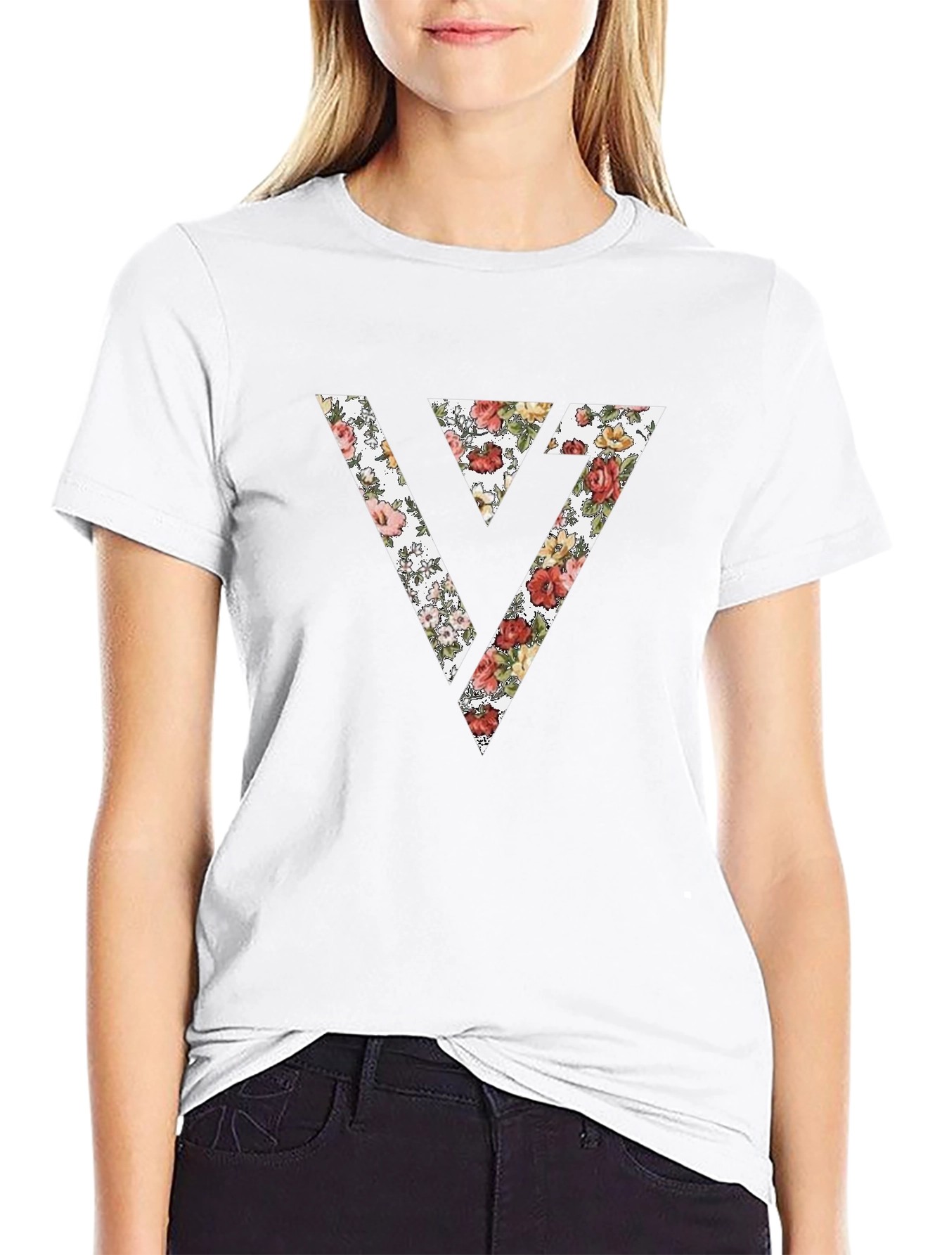 Floral Seventeen T-Shirt - Black Cotton Blend