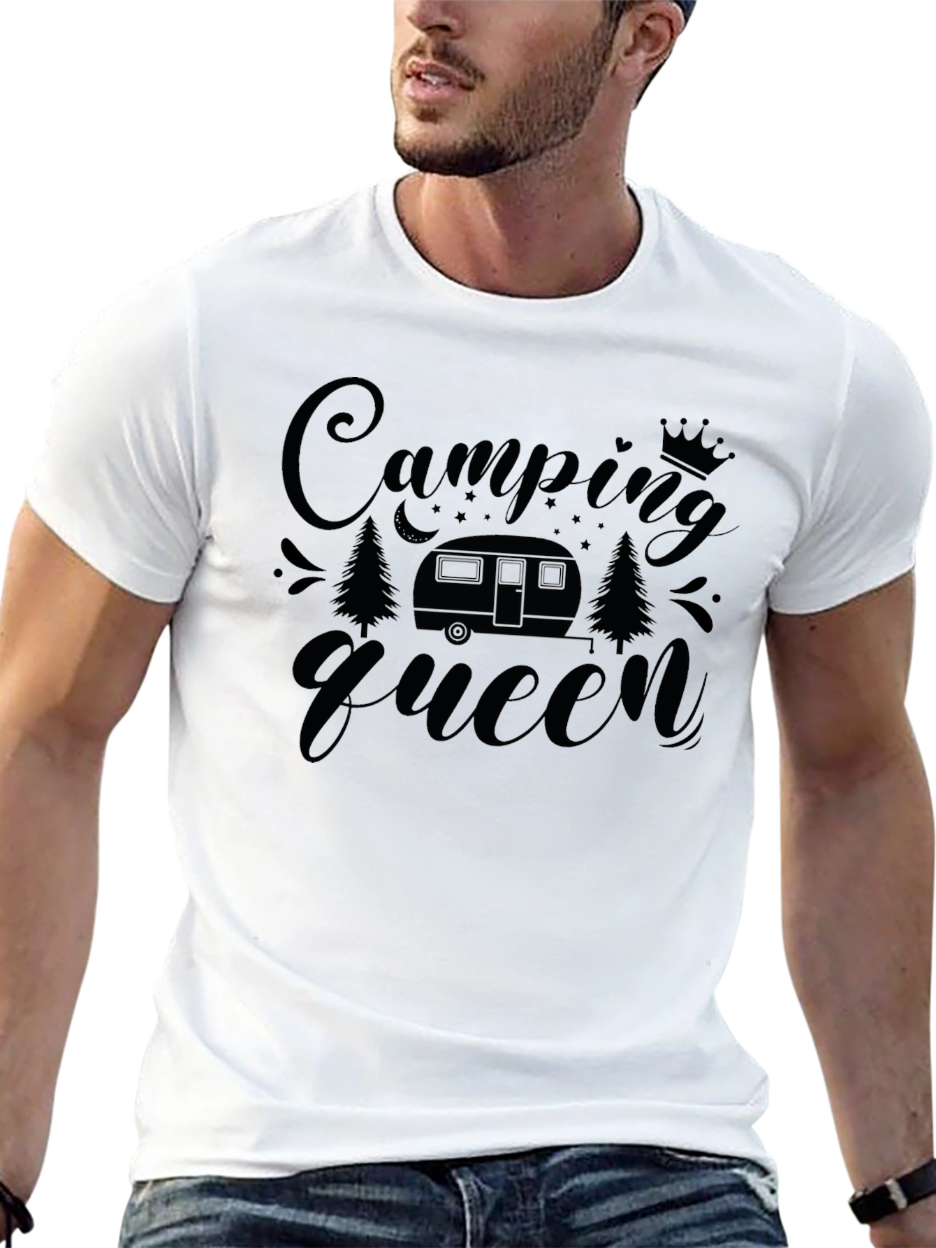 Camping Queen Black Graphic T-Shirt