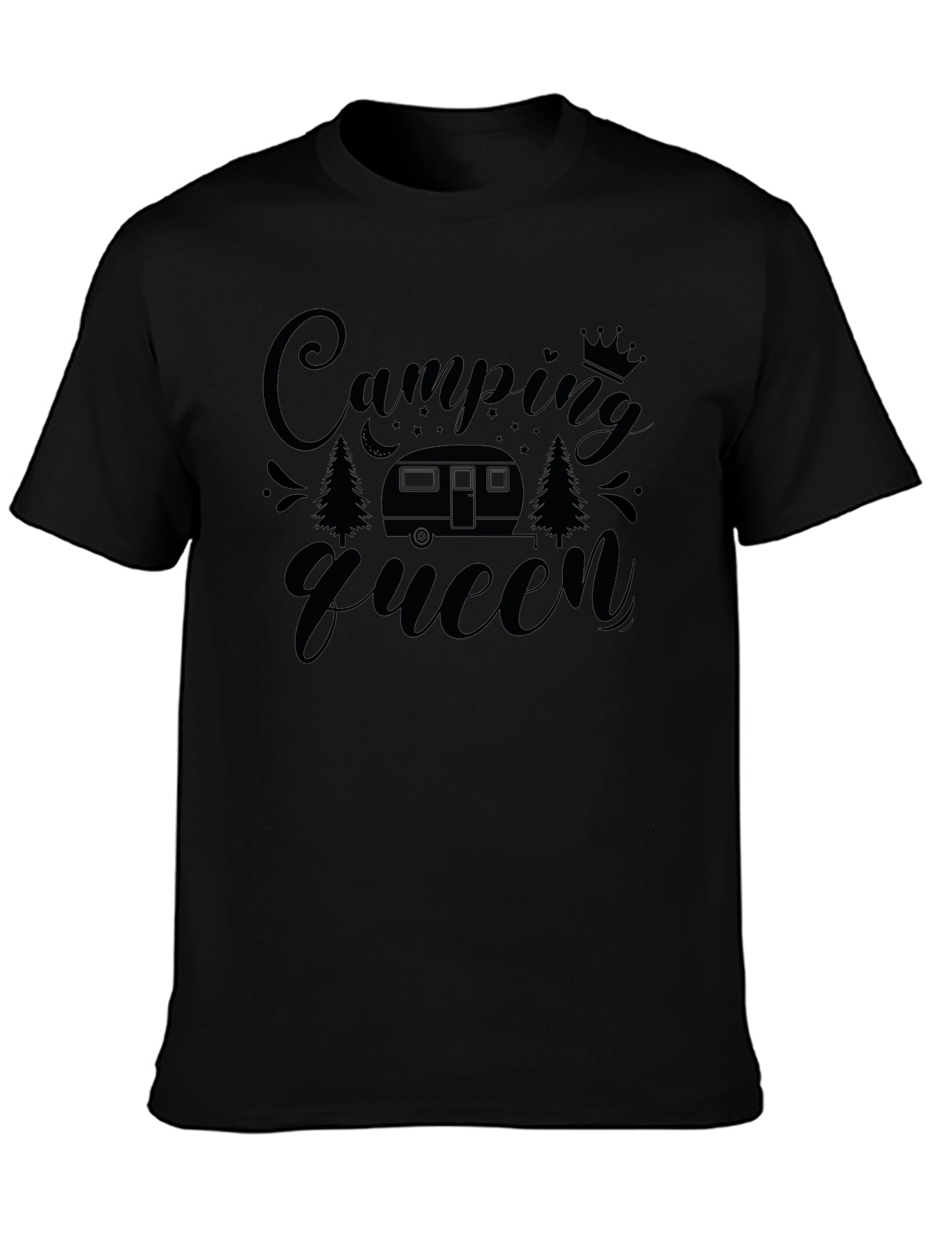 Camping Queen Black Graphic T-Shirt