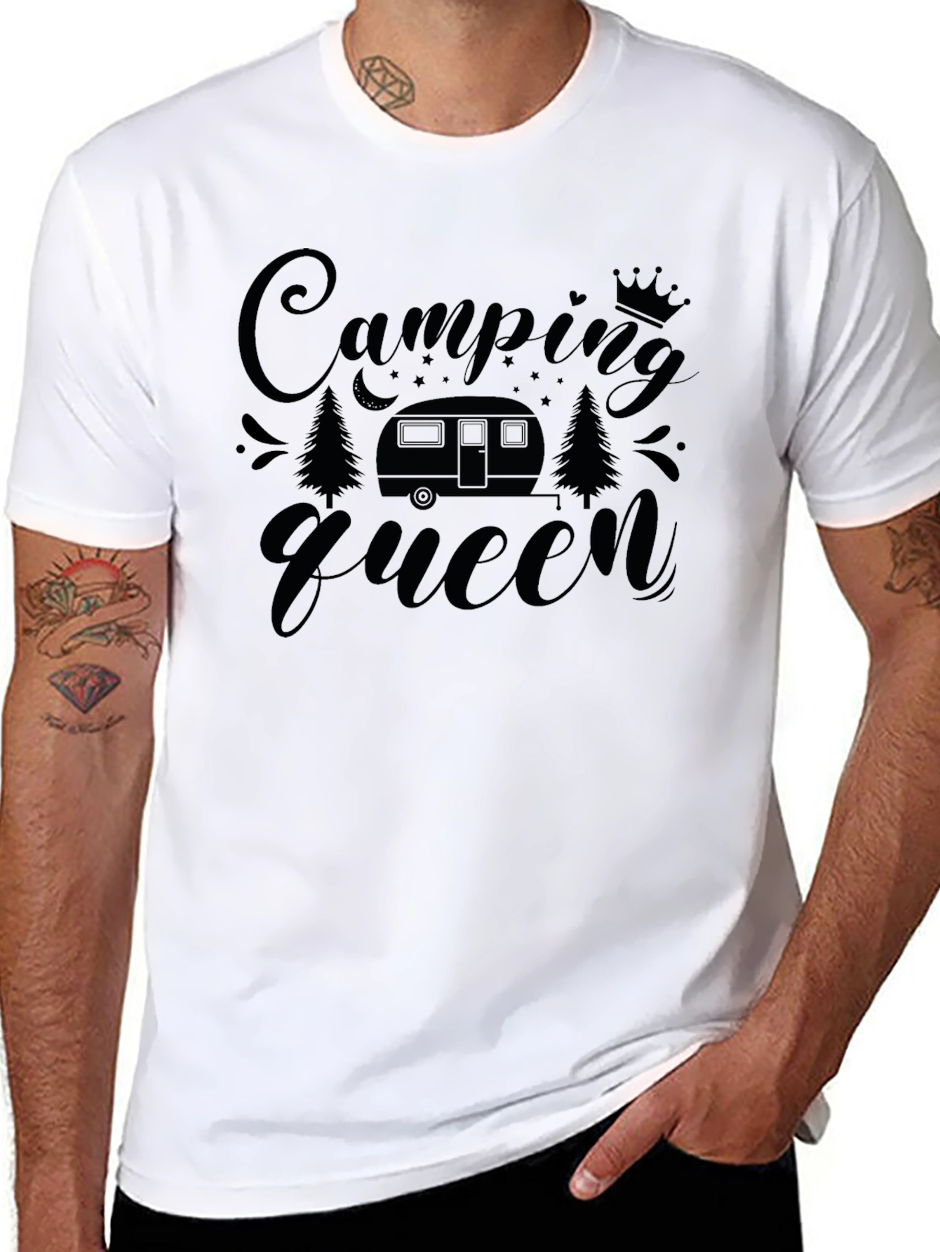 Camping Queen Black Graphic T-Shirt
