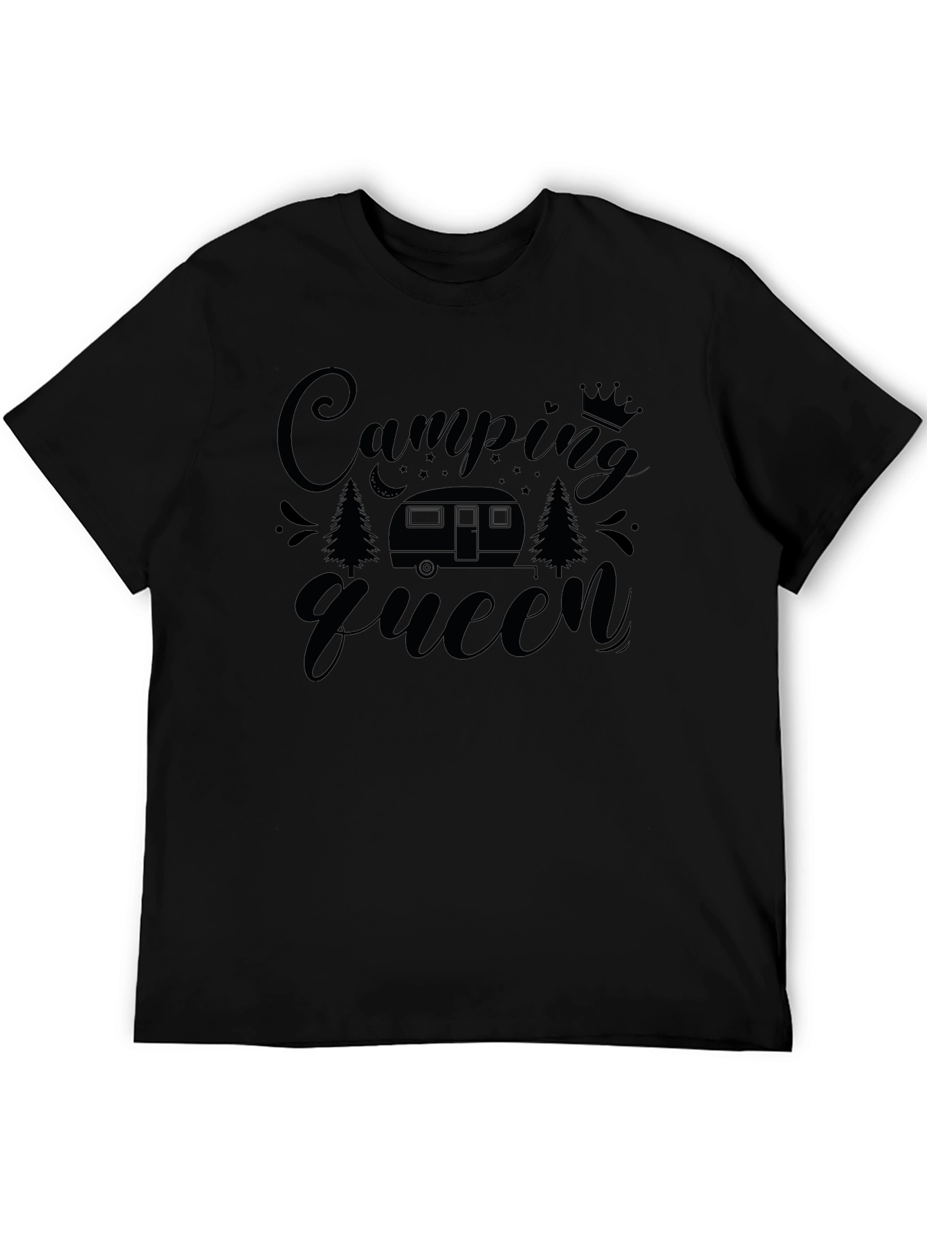 Camping Queen Black Graphic T-Shirt