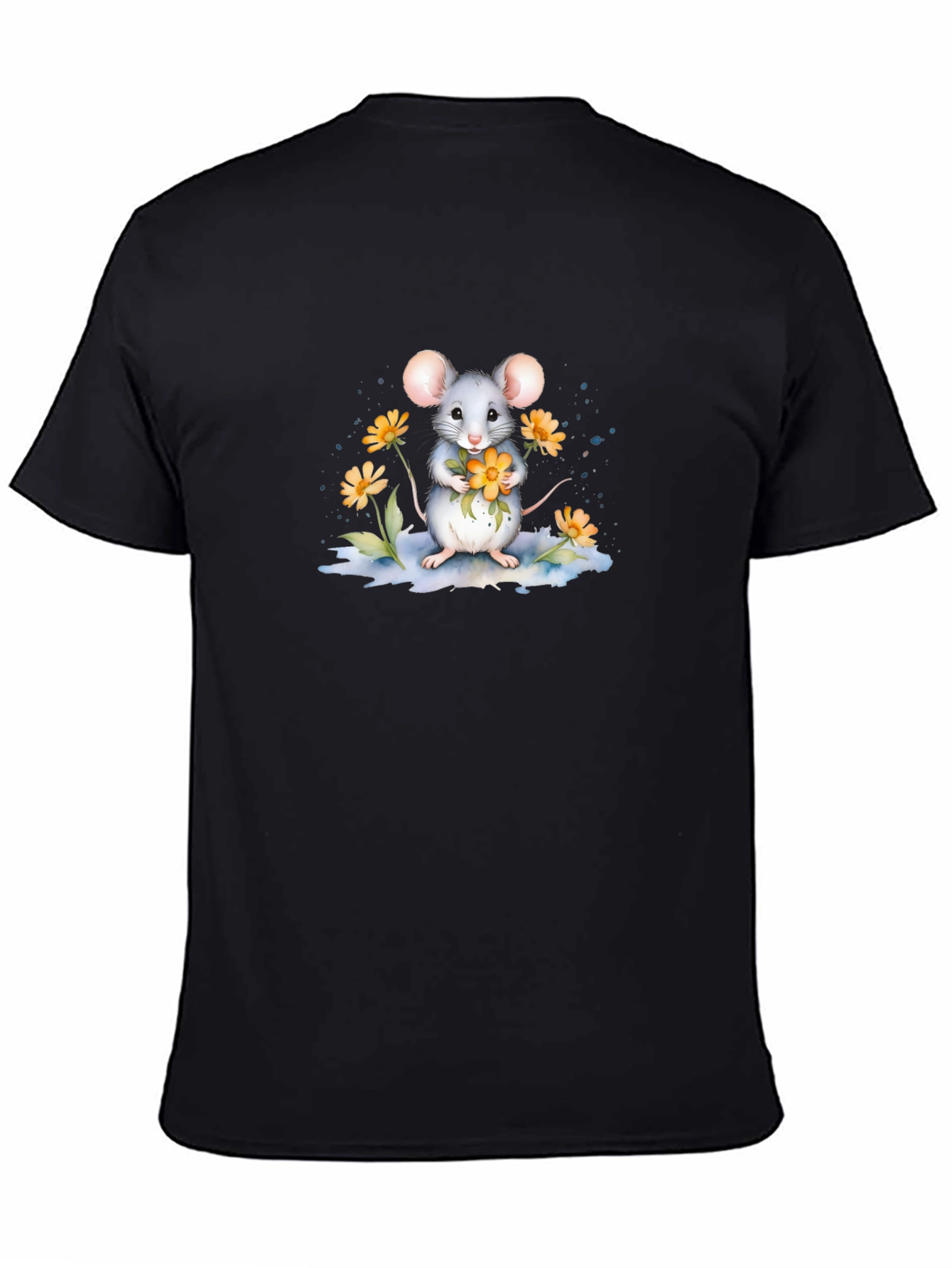 Cute Mouse with Flowers Graphic Tee