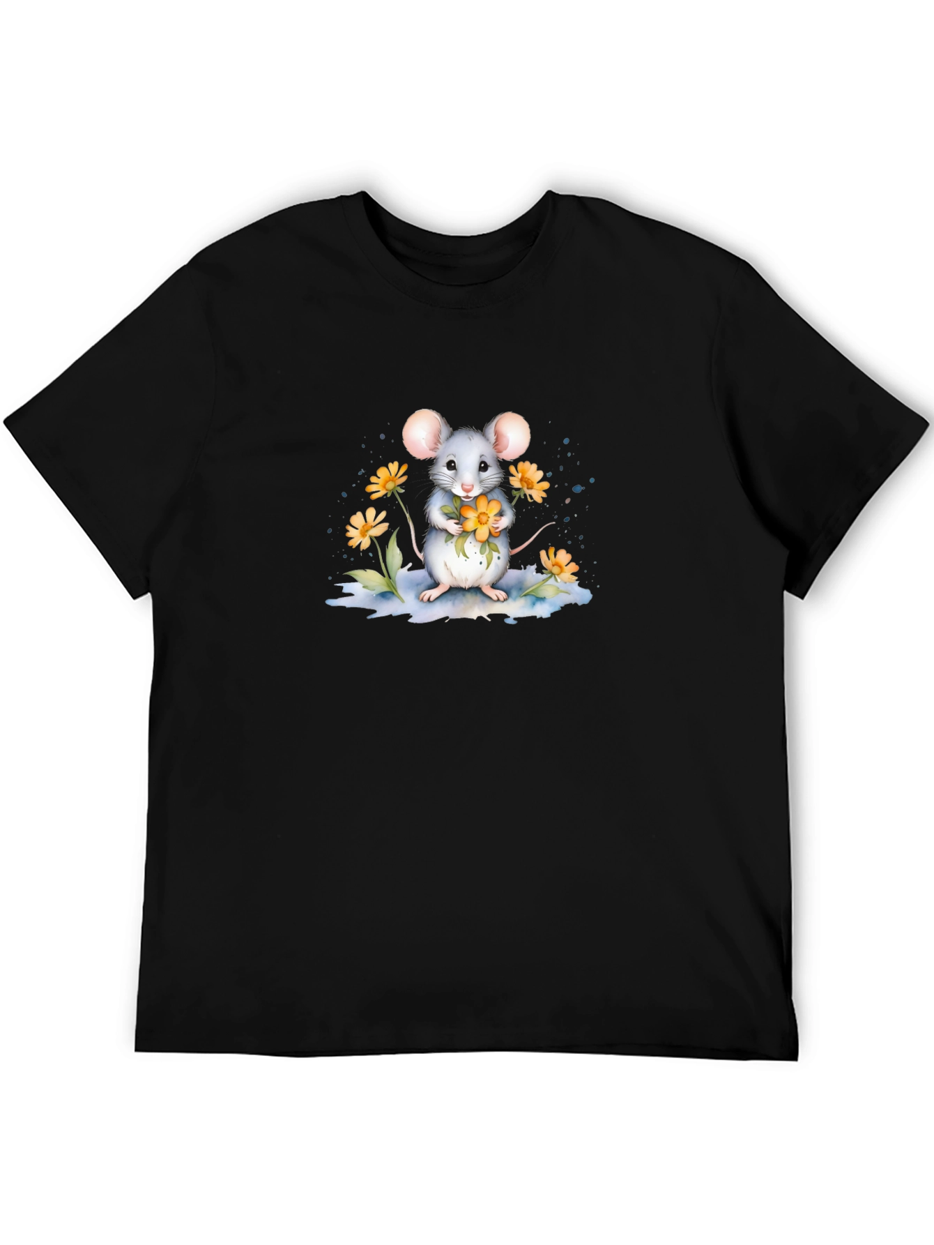 Cute Mouse with Flowers Graphic Tee