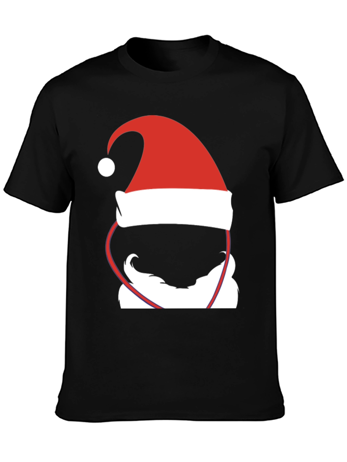 Santa Hat & Beard Graphic T-Shirt - Holiday Cheer