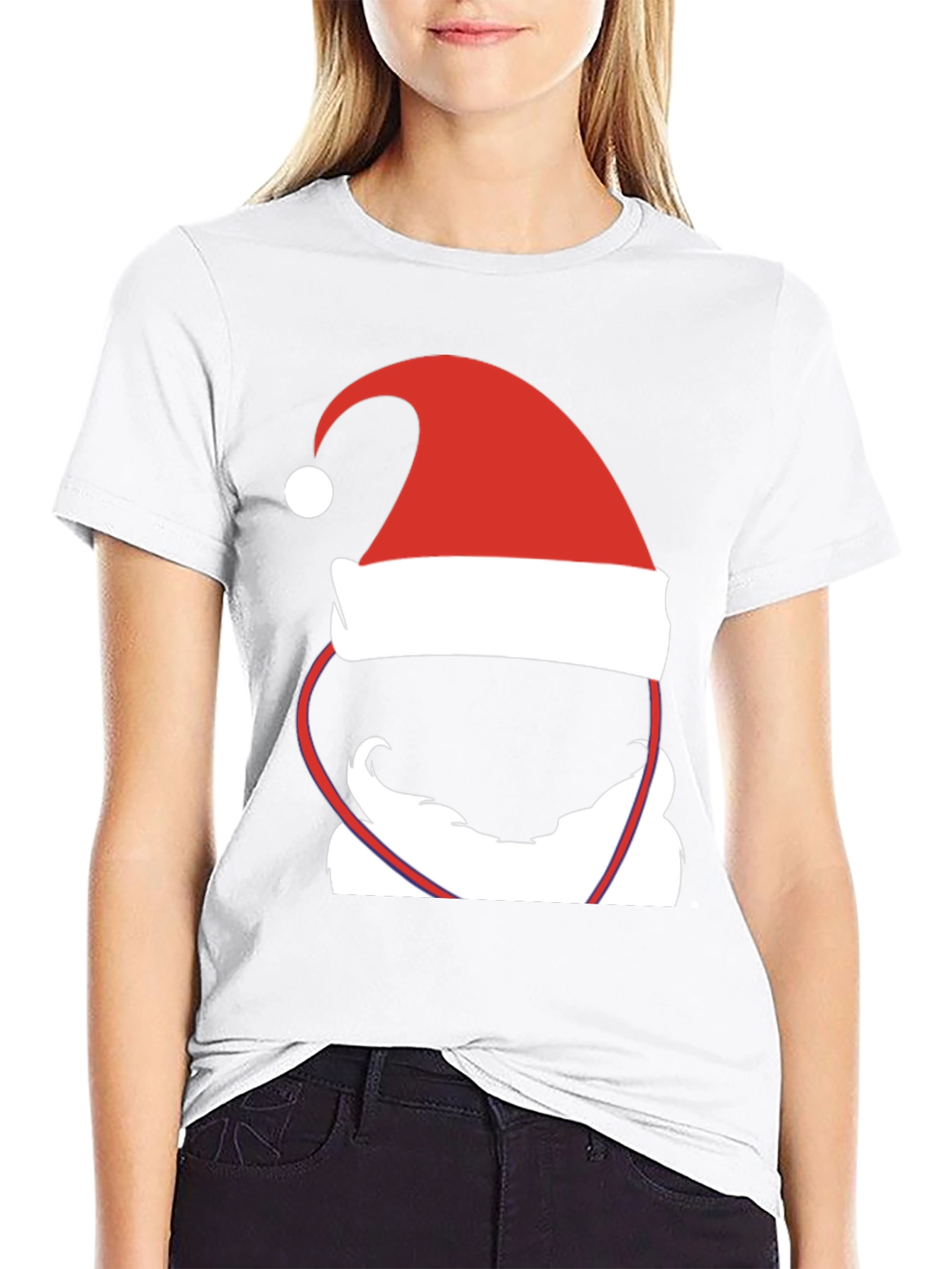 Santa Hat & Beard Graphic T-Shirt - Holiday Cheer