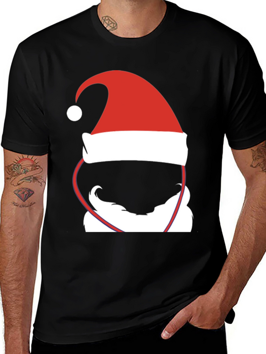 Santa Hat & Beard Graphic T-Shirt - Holiday Cheer