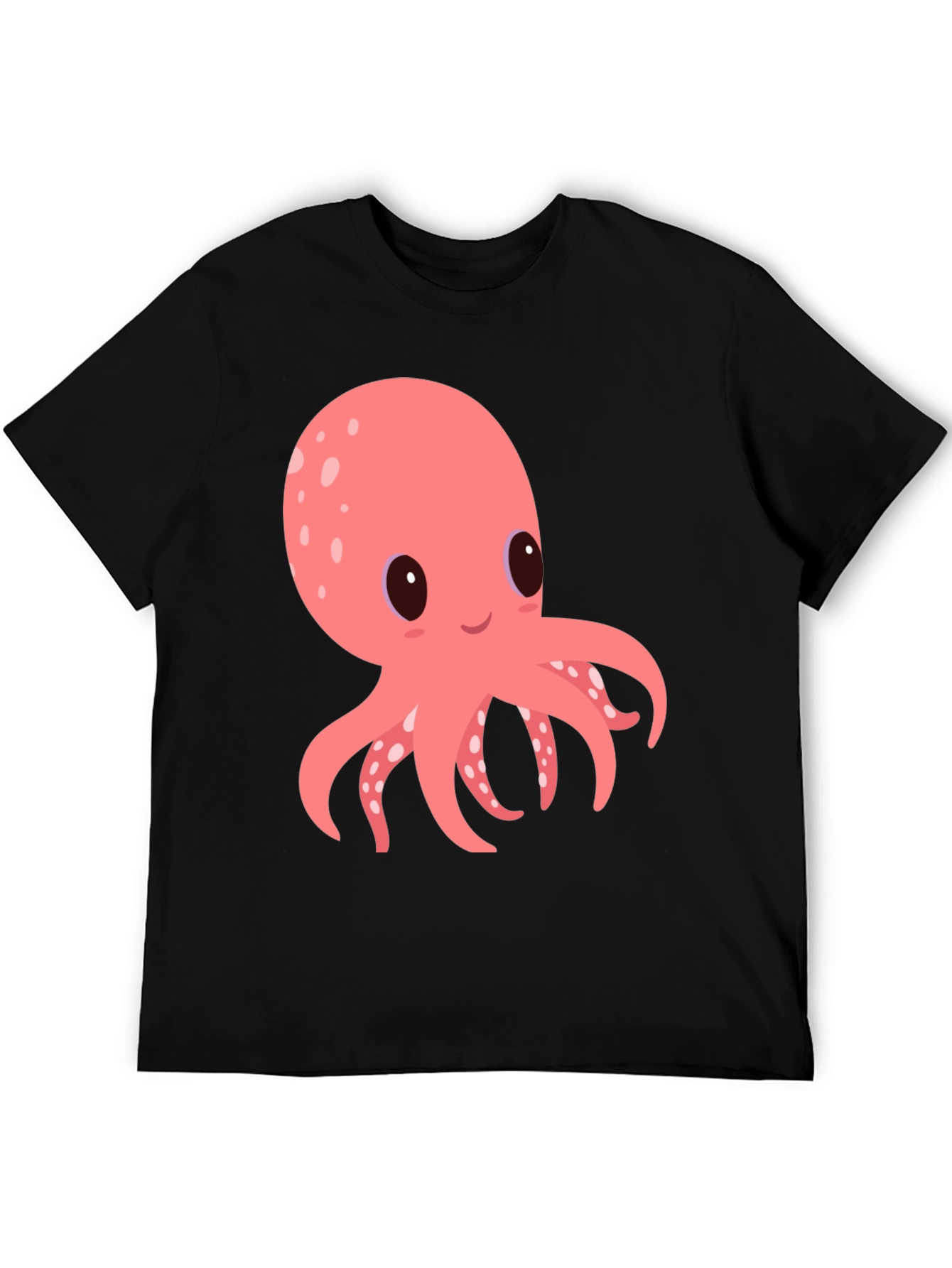 Cute Octopus Graphic Tee - Black Cotton Comfort