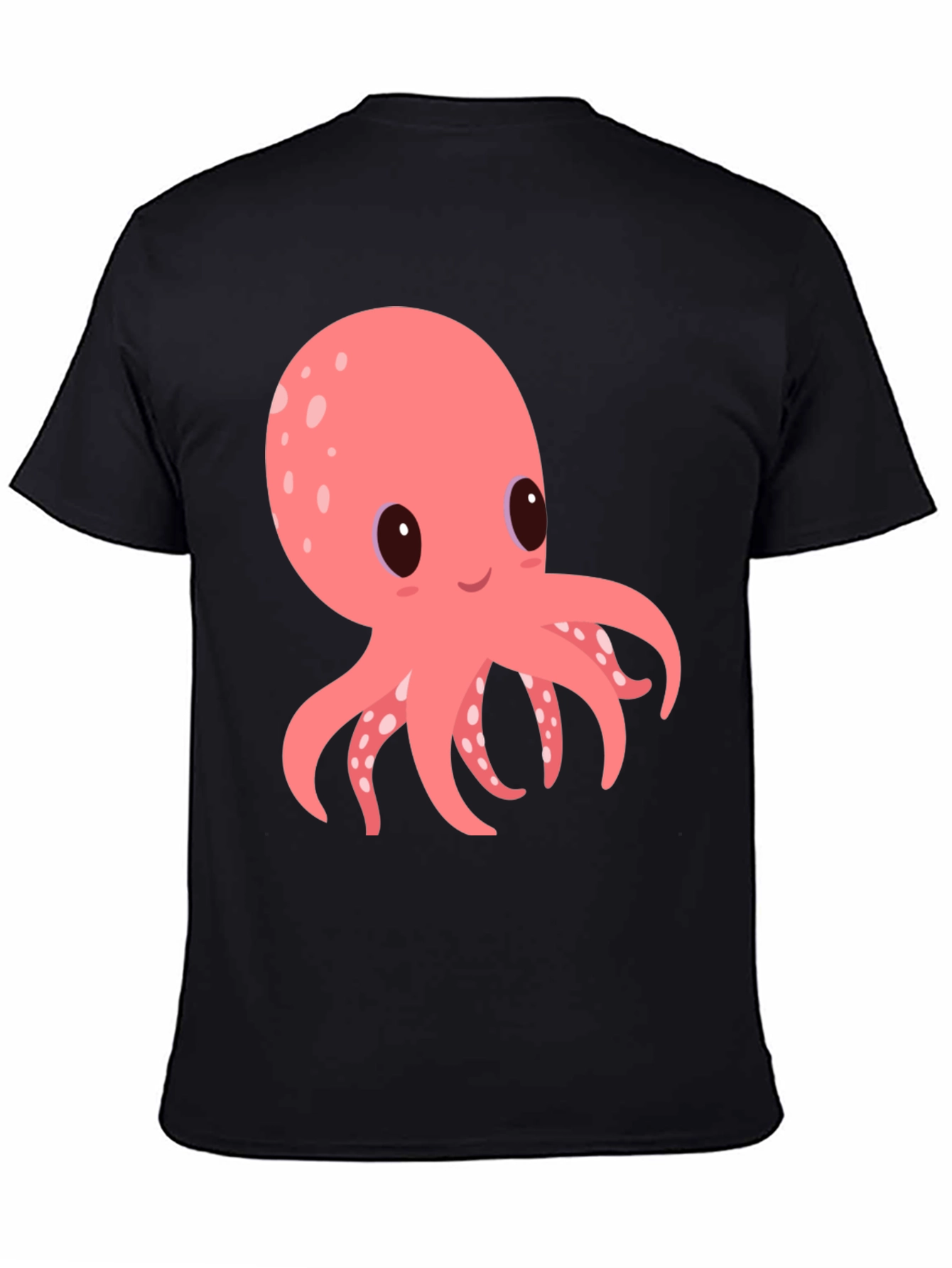 Cute Octopus Graphic Tee - Black Cotton Comfort