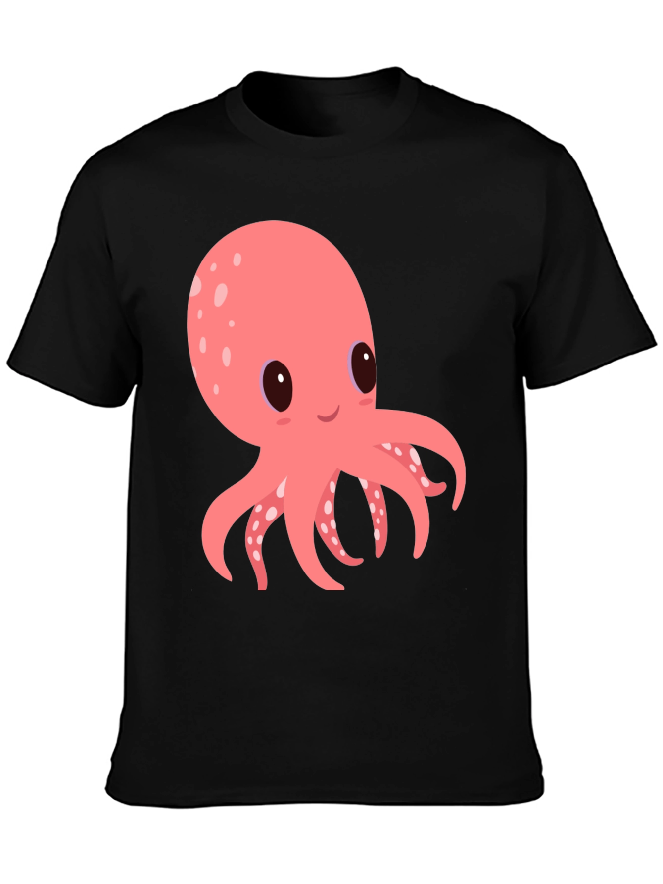 Cute Octopus Graphic Tee - Black Cotton Comfort