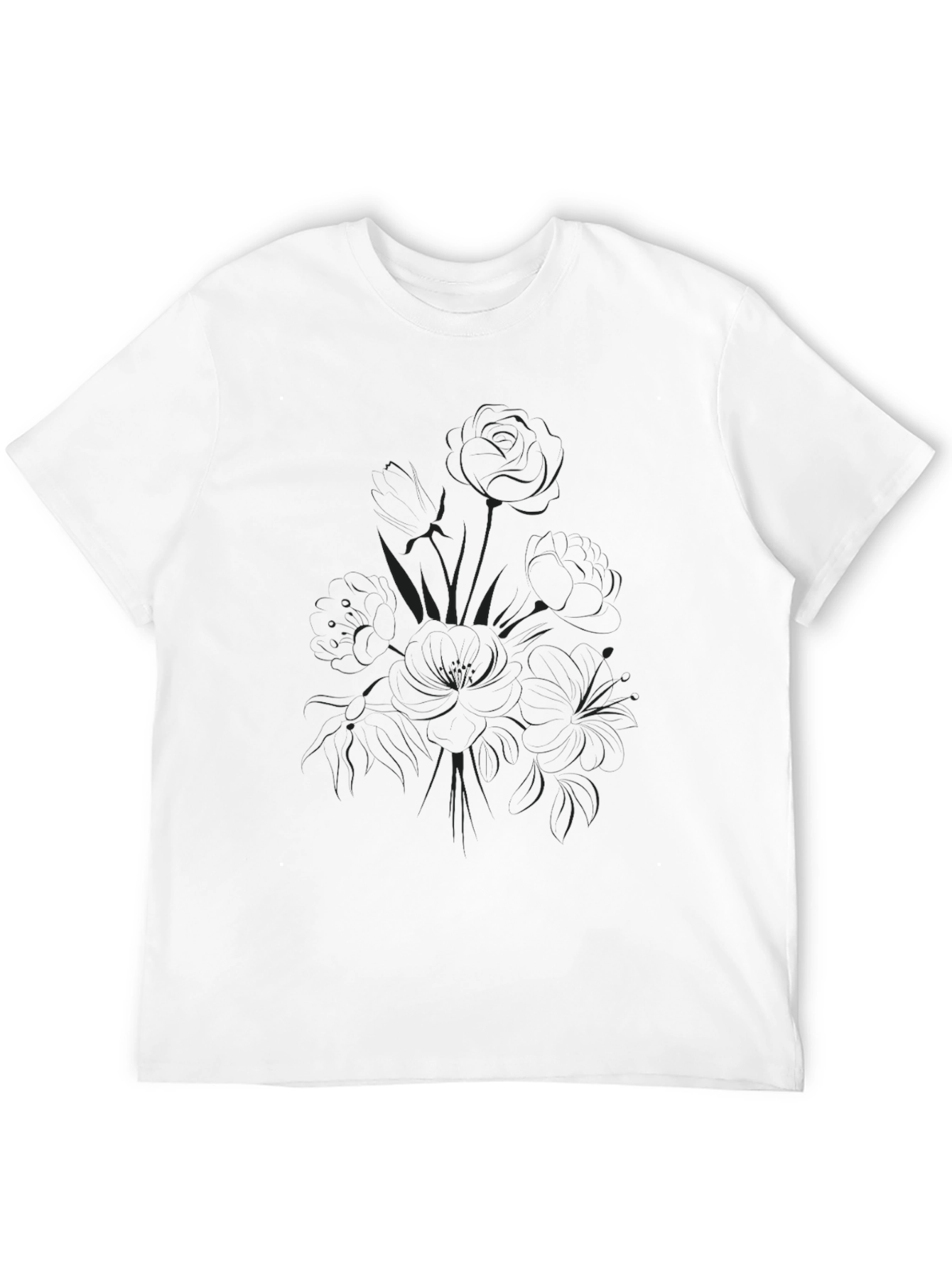 Mens Black Lily Graphic Tee - Casual Comfort